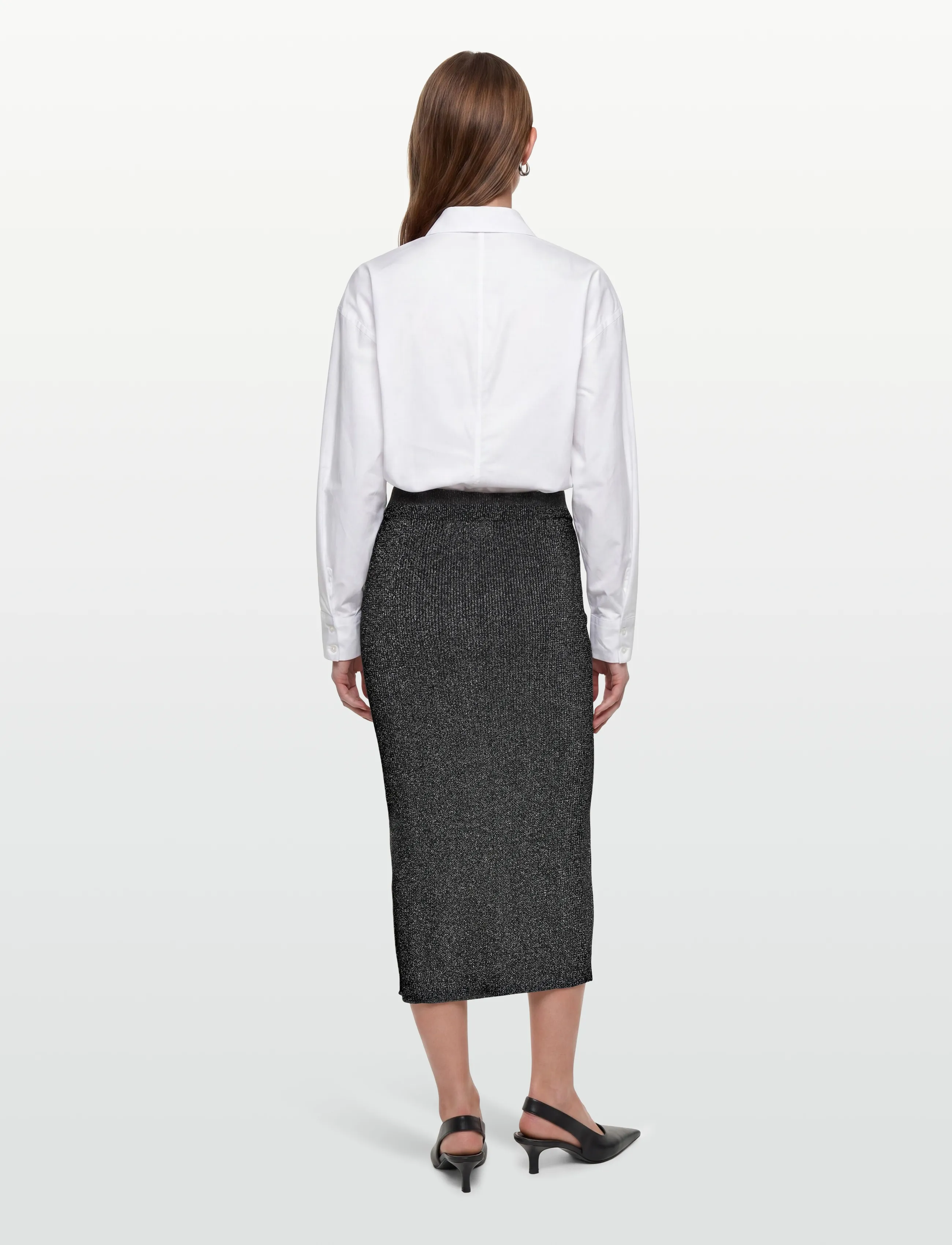 A-View - Felicity rib lurex skirt - midi skirts - 045 black/silver - 5