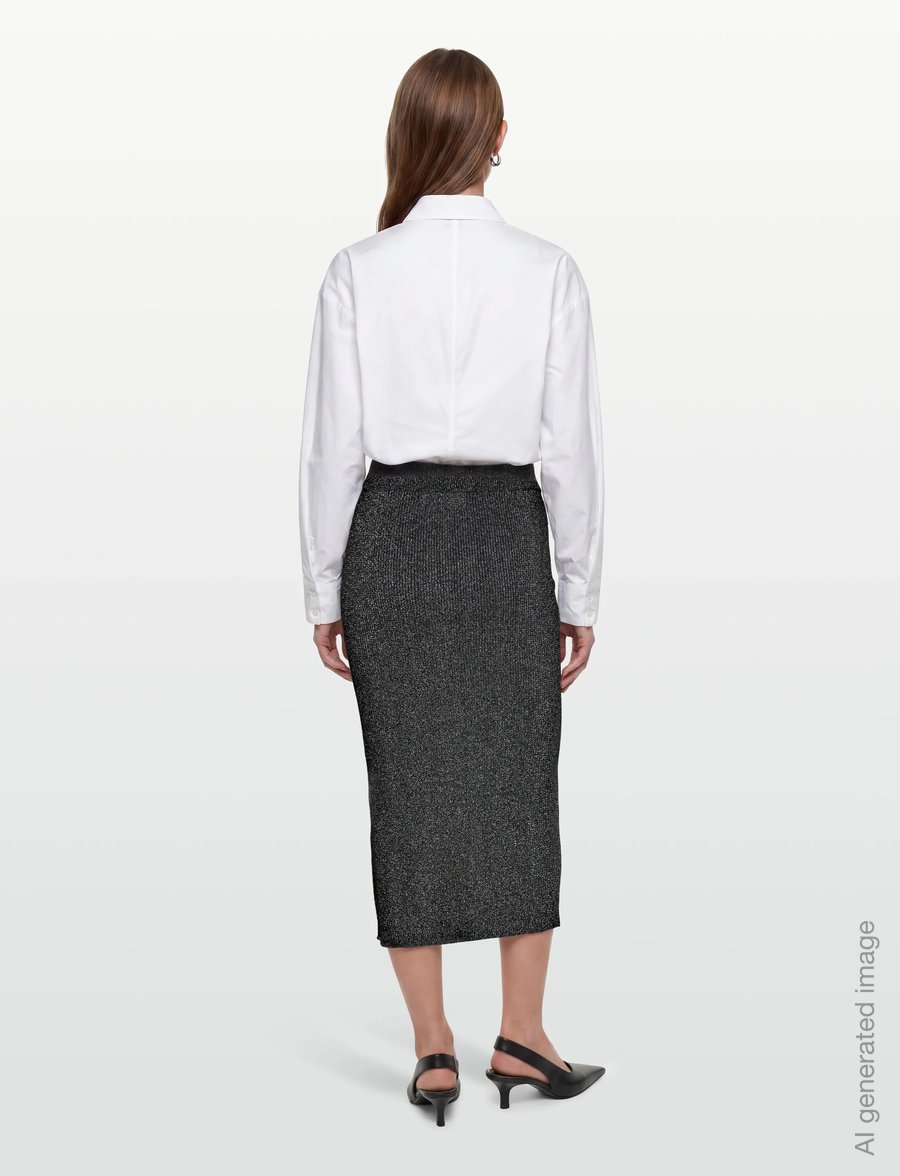 A-View - Felicity rib lurex skirt - midi skirts - 045 black/silver - 5