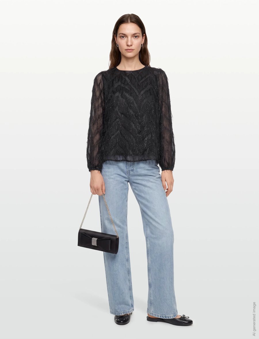 A-View - Elini blouse - langærmede bluser - black - 0
