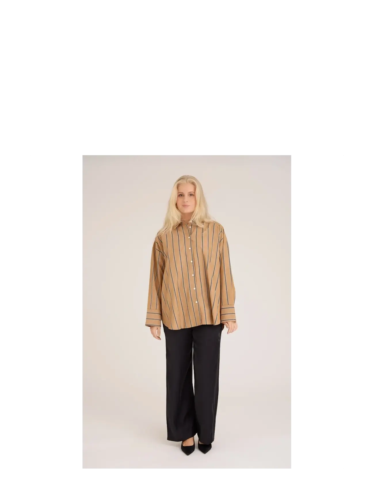 A-View Magnolia stripe shirt - Hemden - 313 CAMEL/BLACK / beige
