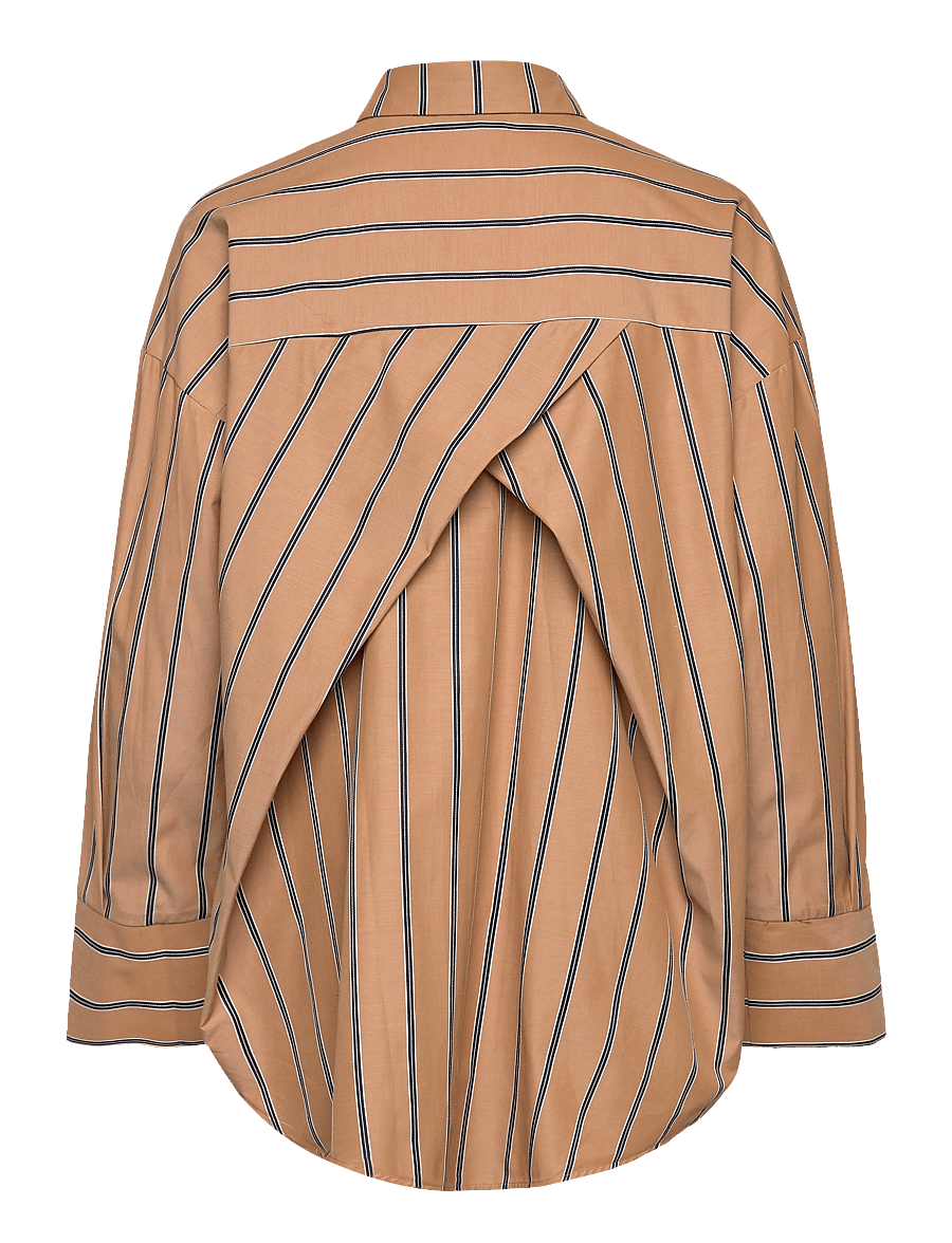 A-View - Magnolia stripe shirt - langærmede skjorter - 313 camel/black - 1
