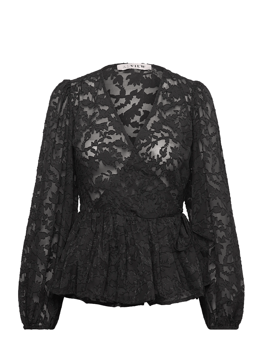 A-View - Feani blouse - long sleeved blouses - 999 black - 1