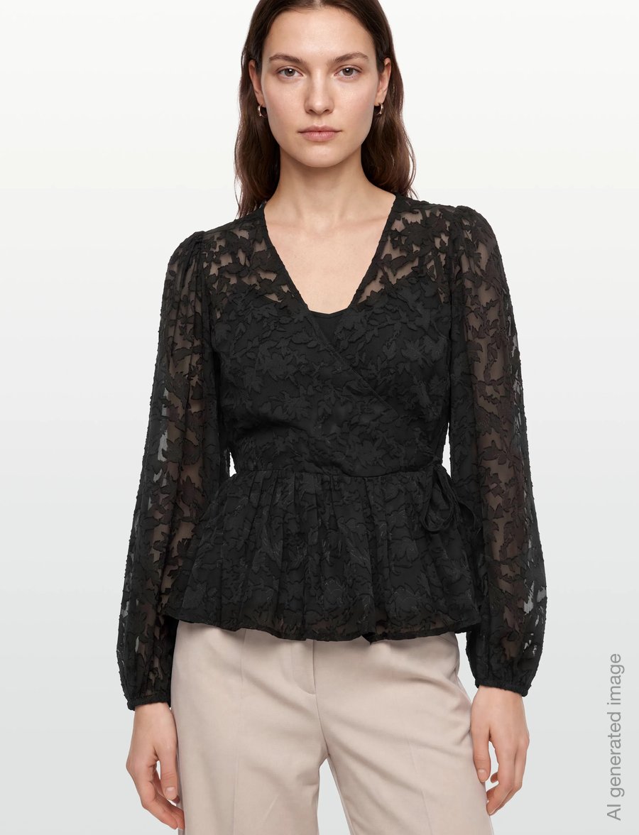 A-View - Feani blouse - long sleeved blouses - 999 black - 3