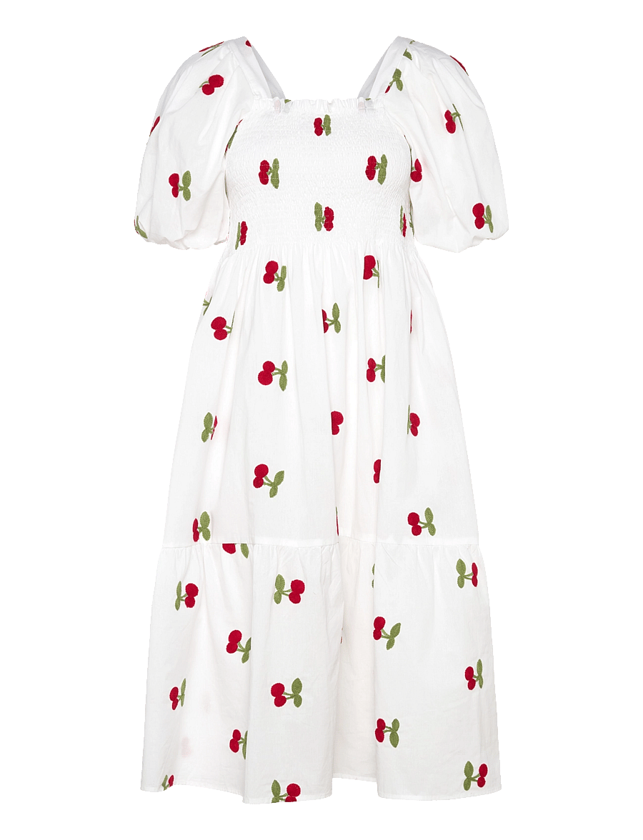A-View - Cheri fruit dress - midi kjoler - white/red - 0