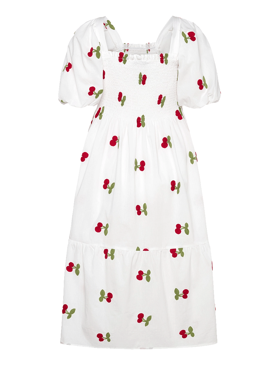 A-View - Cheri fruit dress - midi kjoler - white/red - 1