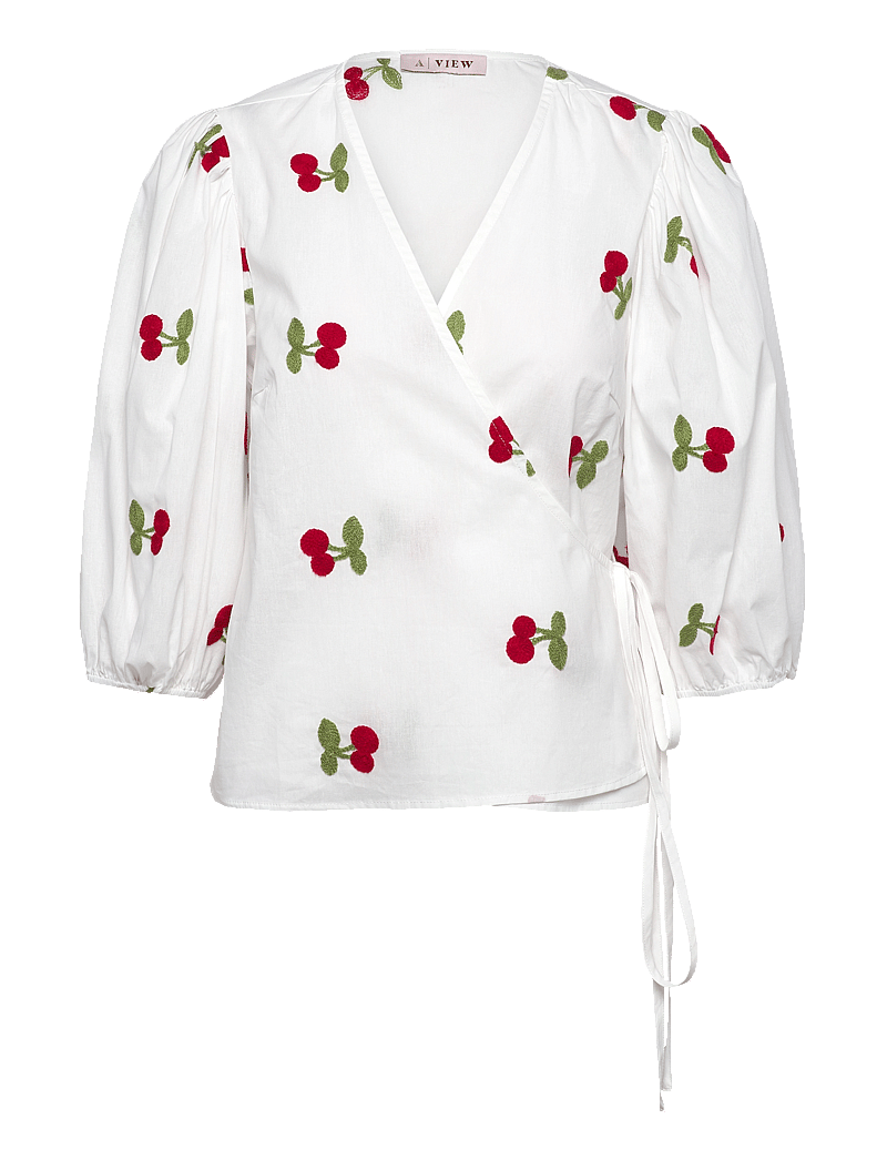 A-View - Rebekka fruit blouse - langärmlige blusen - white/red - 0