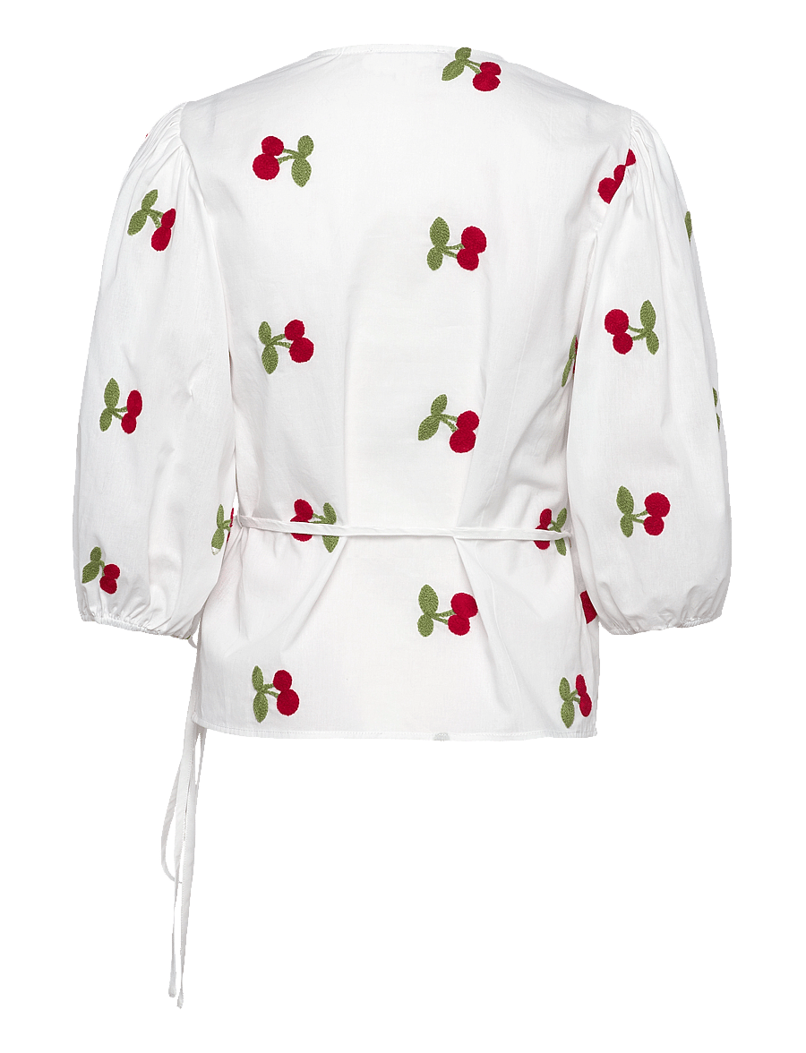 A-View - Rebekka fruit blouse - långärmade blusar - white/red - 1