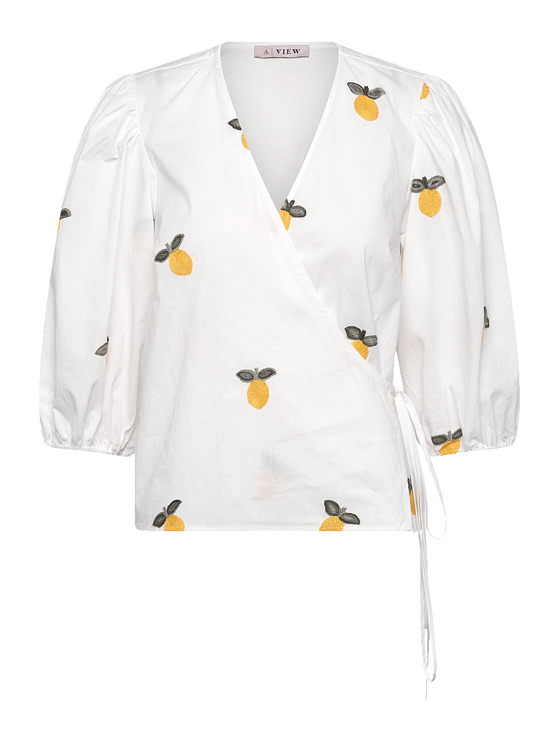 A-View - Rebekka fruit blouse - langärmlige blusen - white/yellow - 0