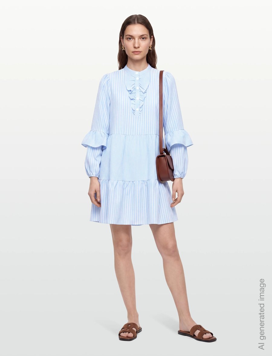 A-View - Karin dress - kurze kleider - light blue/white stripe - 0