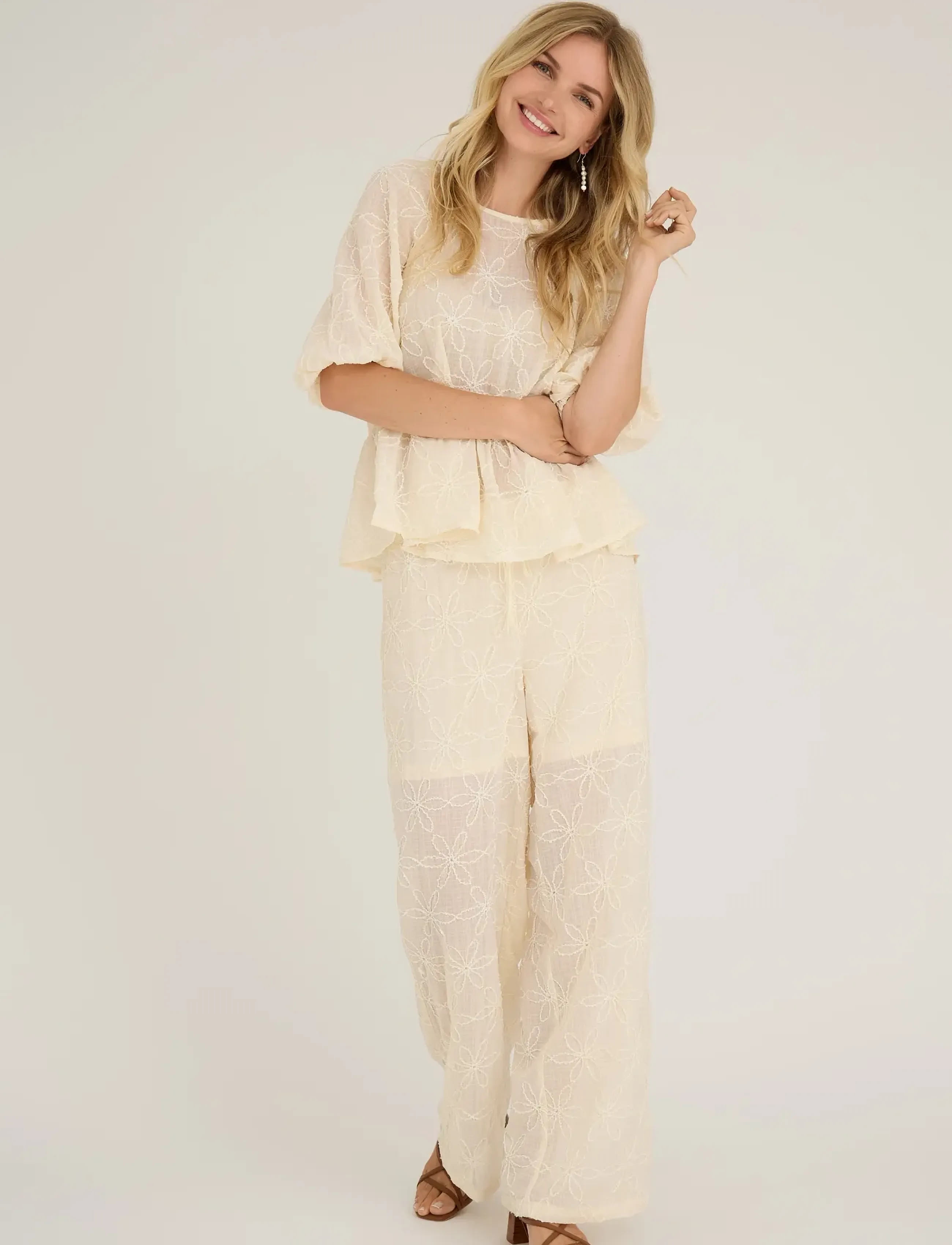 A-View Beate Pants, 34, Trousers, Beige - Wide Leg, Frauen