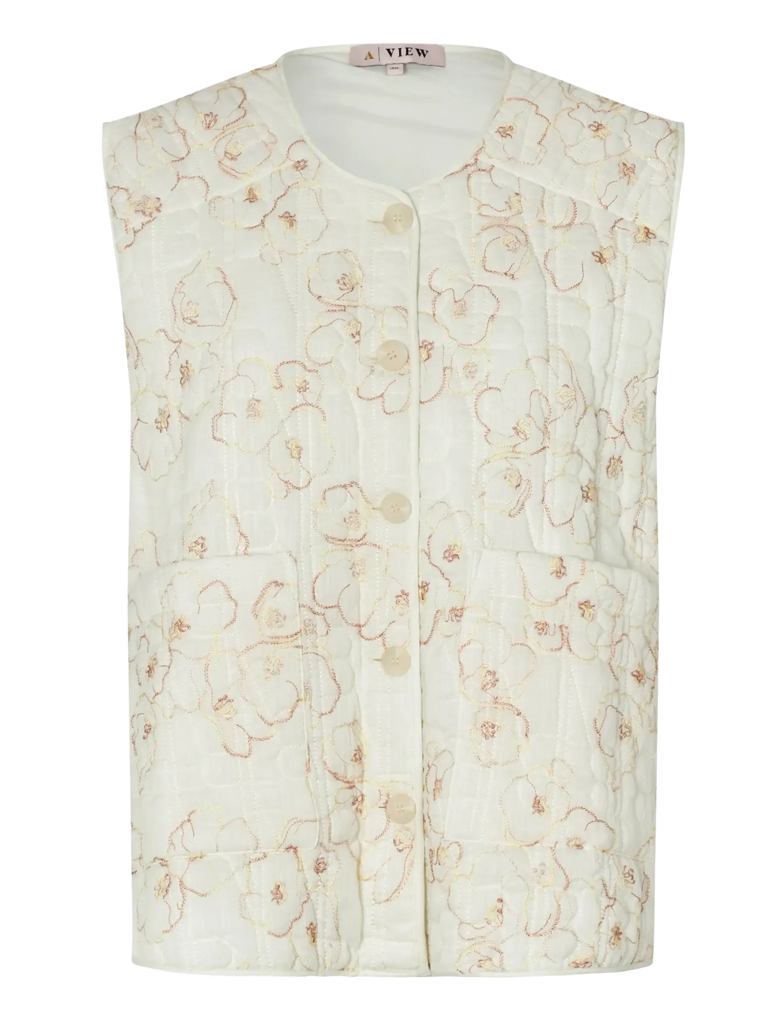 A-View Kammy embrodery vest - Västar - SAND/WHITE / cream