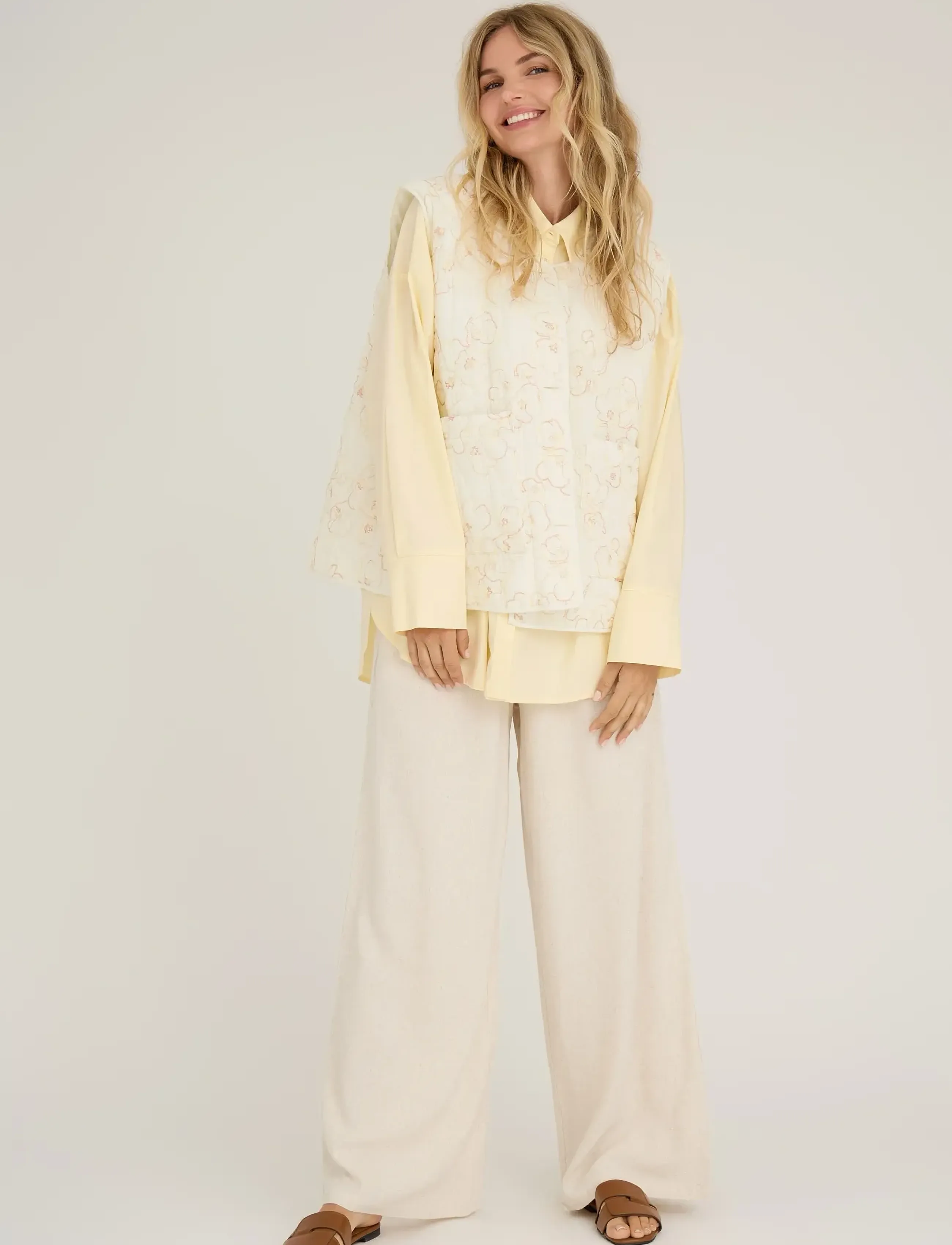 A-View Kammy Embrodery Vest, 42, Cream, Veste > Quiltede Veste, Dame