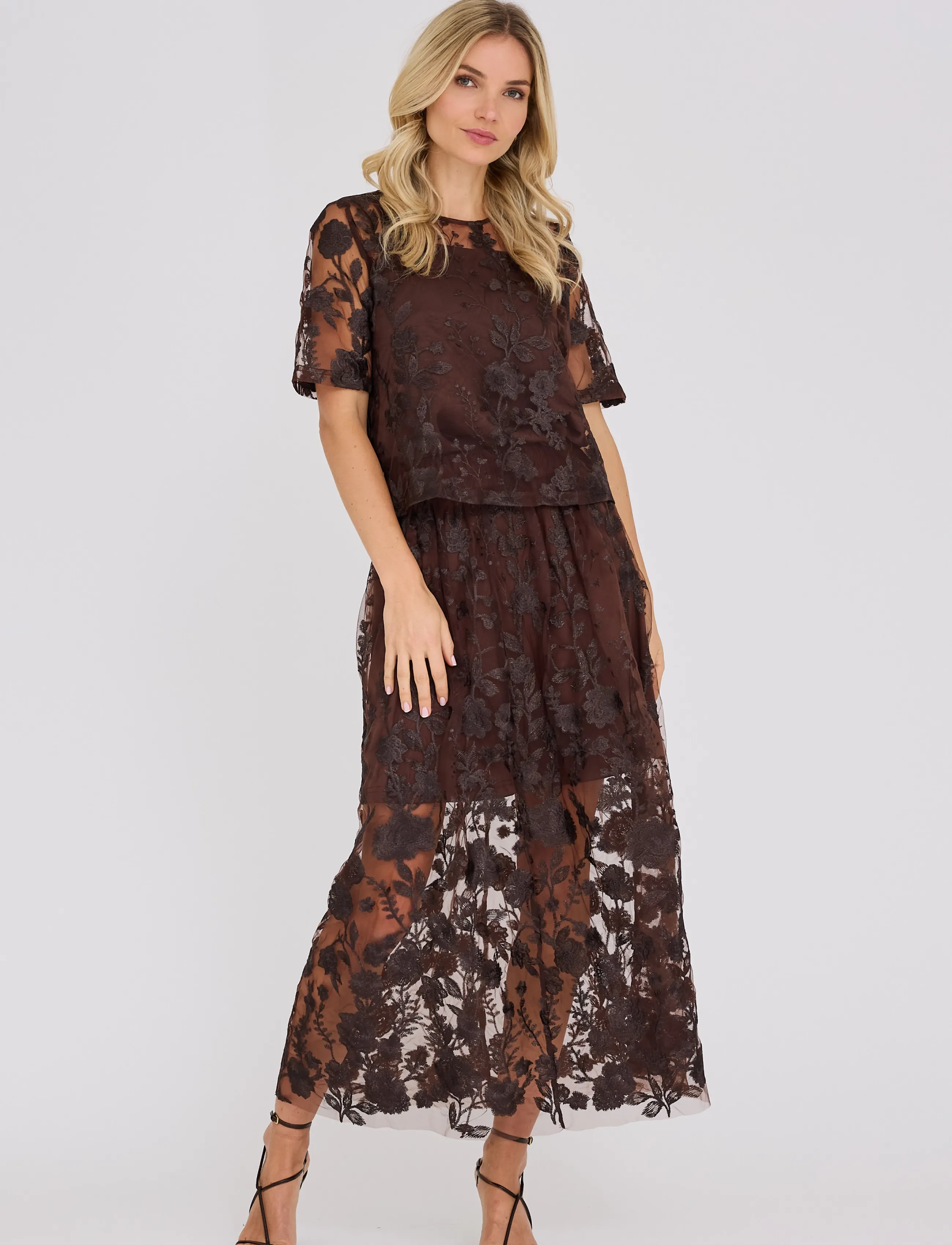 A-View - Fuschia blouse - kurzärmelige blusen - dark brown - 3
