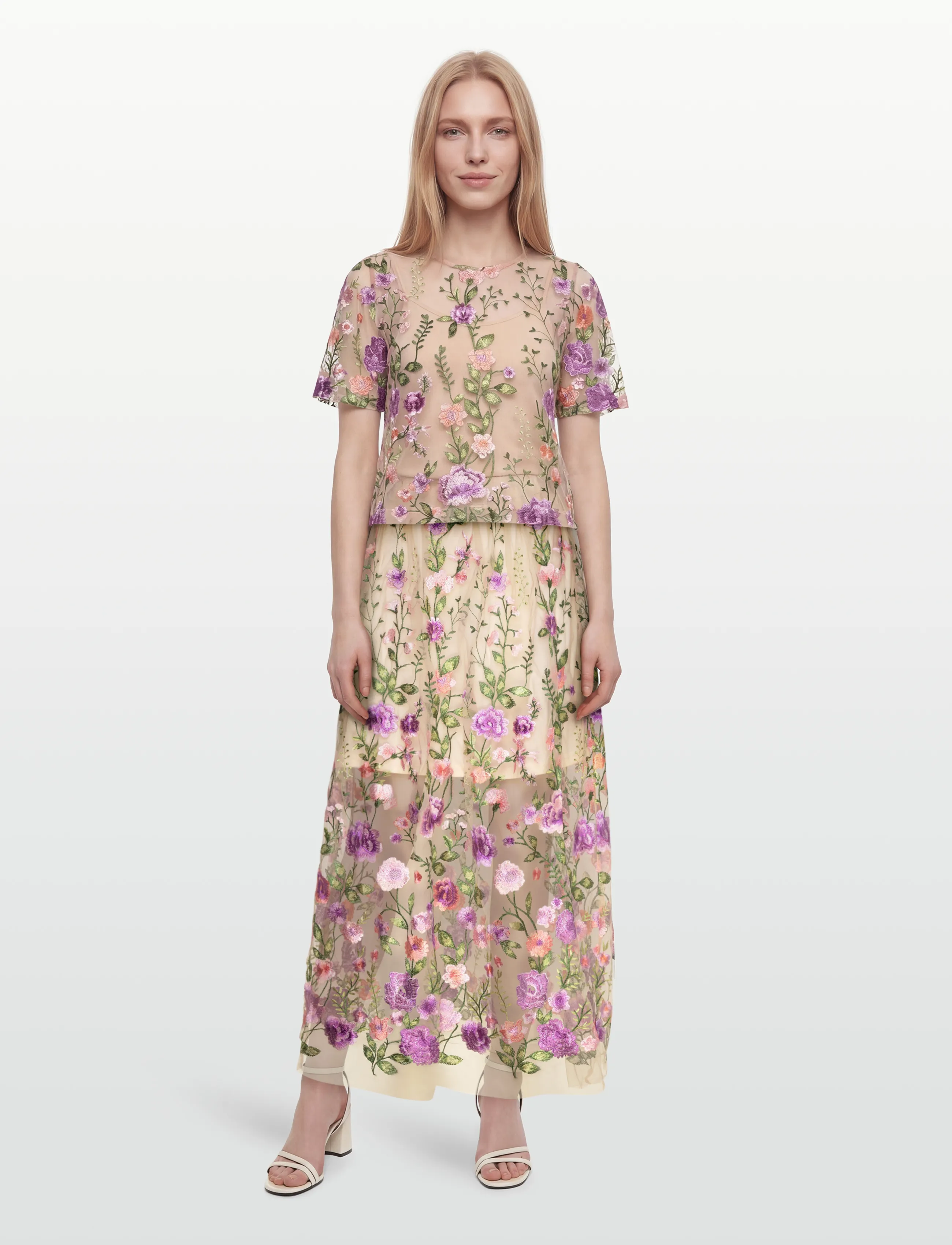 A-View Fuschia Blouse, Kvinder, Blomstret Broderet Bluse, Multi/mønstret, Str: 34