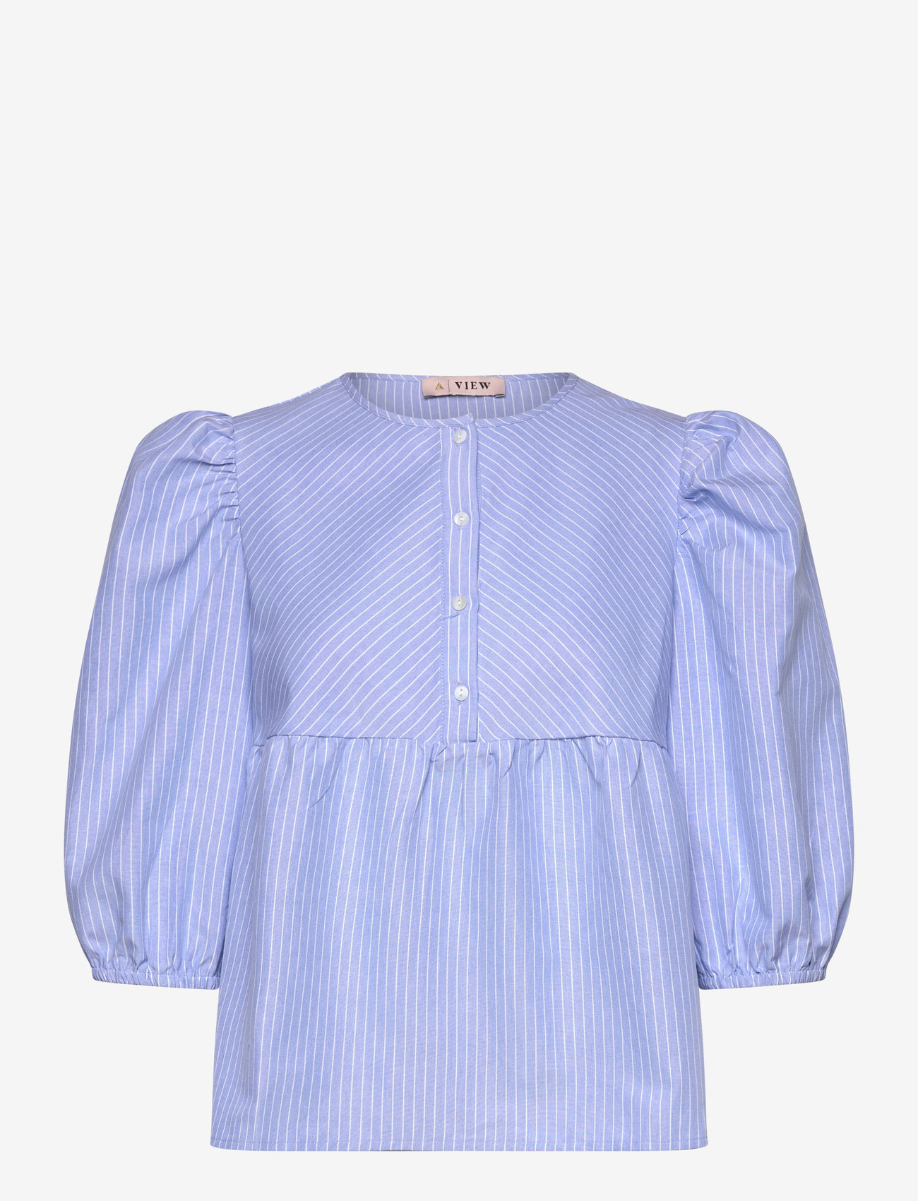 A-View - Betty blouse - kortærmede bluser - light blue/white stripe - 0