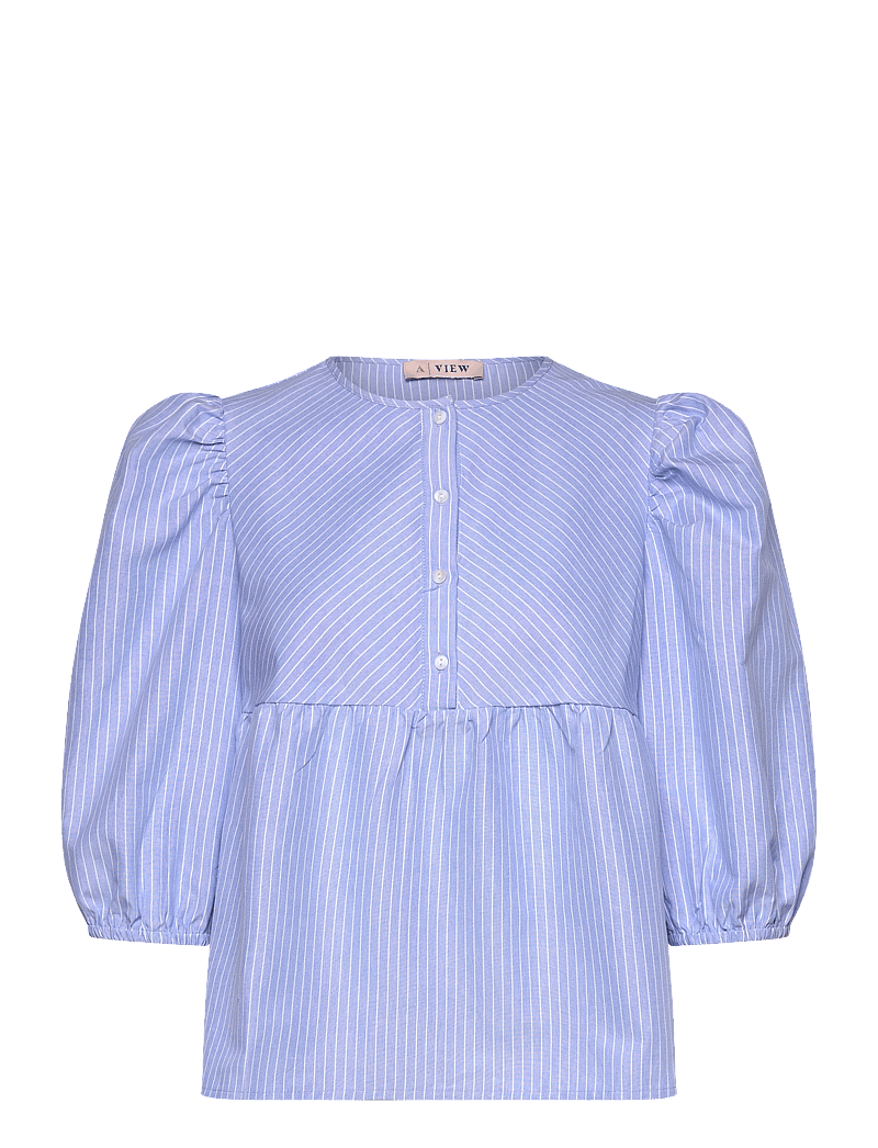 A-View - Betty blouse - kurzämlige blusen - light blue/white stripe - 0