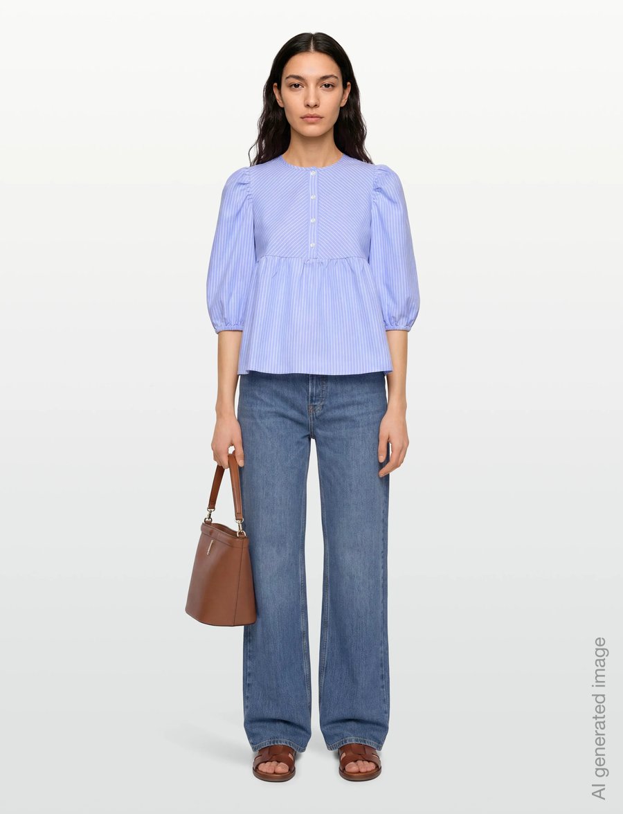 A-View - Betty blouse - kurzärmelige blusen - light blue/white stripe - 0