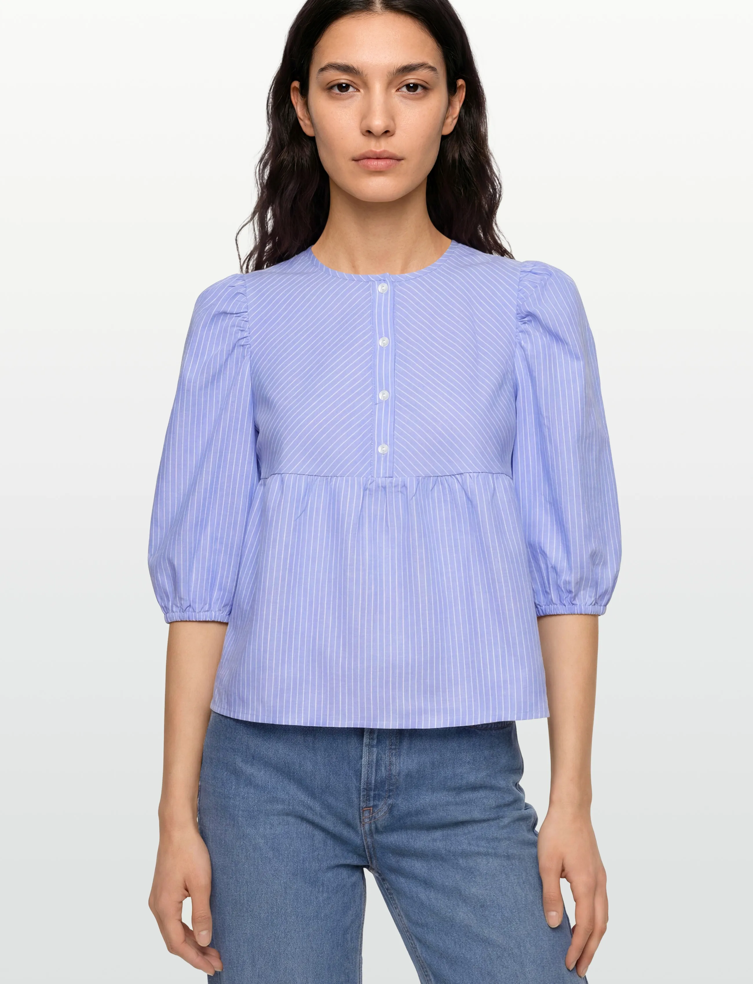 A-View - Betty blouse - kortärmade blusar - light blue/white stripe - 3