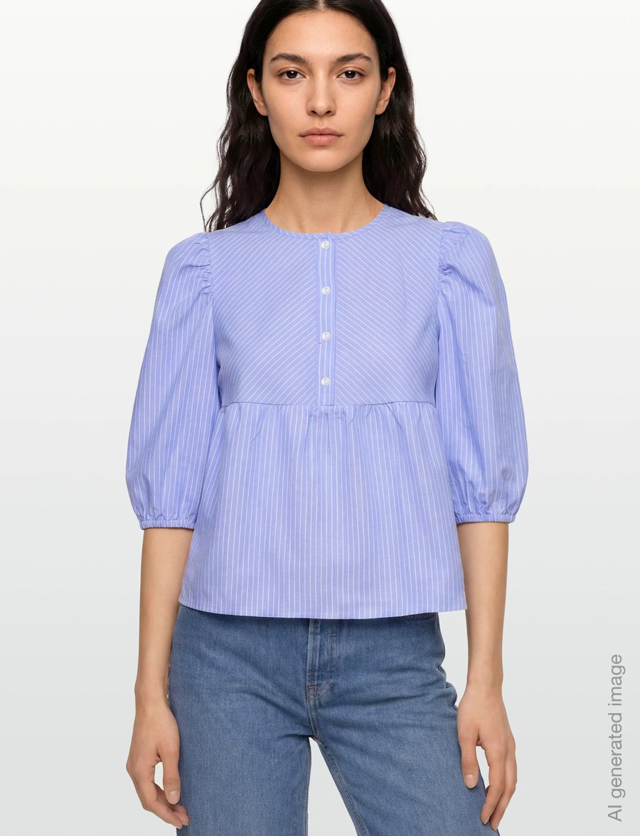 A-View - Betty blouse - kurzärmelige blusen - light blue/white stripe - 3