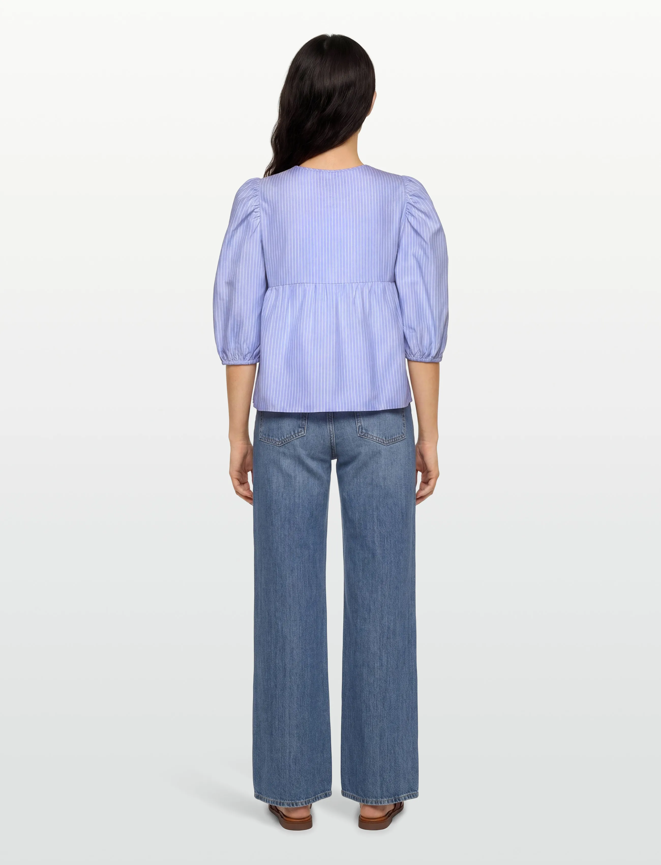A-View - Betty blouse - kortärmade blusar - light blue/white stripe - 4