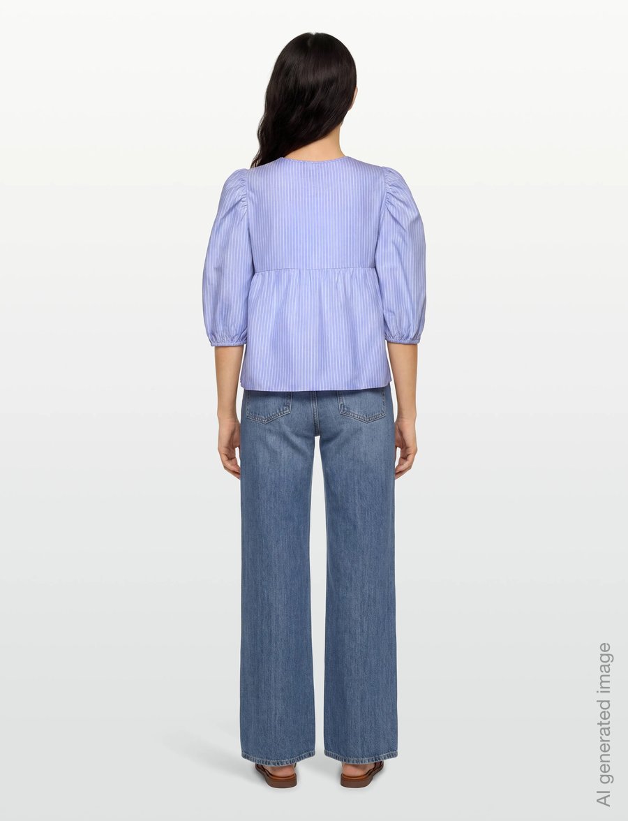 A-View - Betty blouse - kurzärmelige blusen - light blue/white stripe - 4