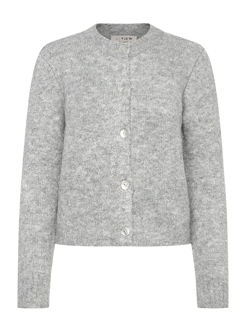 A-View - Audrey new knit cardigan - kardiganid - medium grey melange - 0