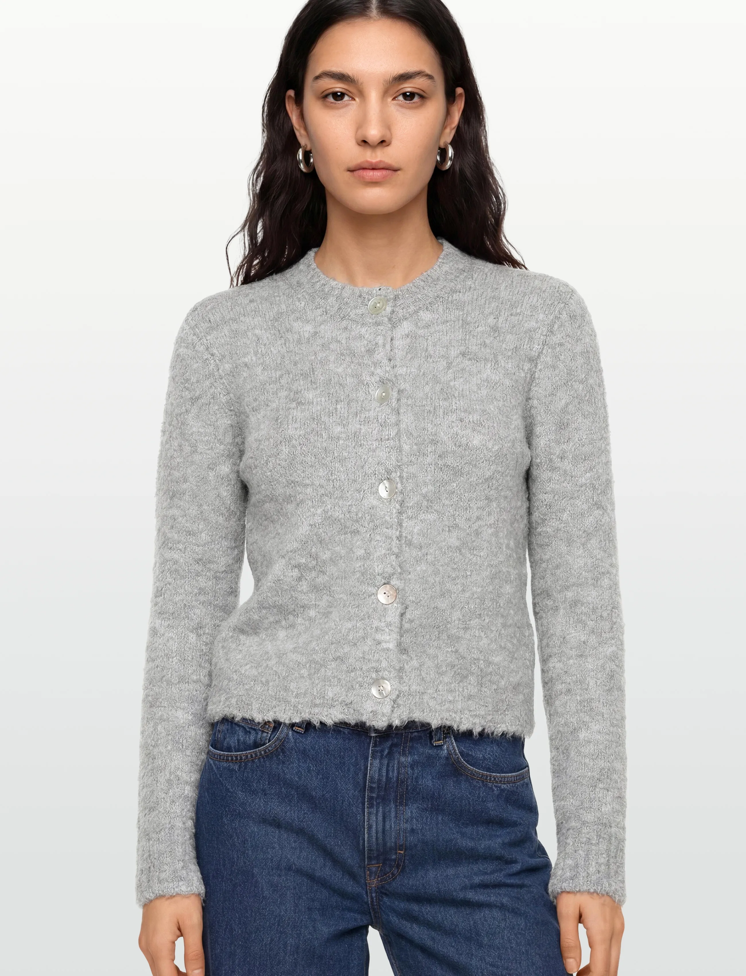 A-View - Audrey new knit cardigan - cardigans - medium grey melange - 3