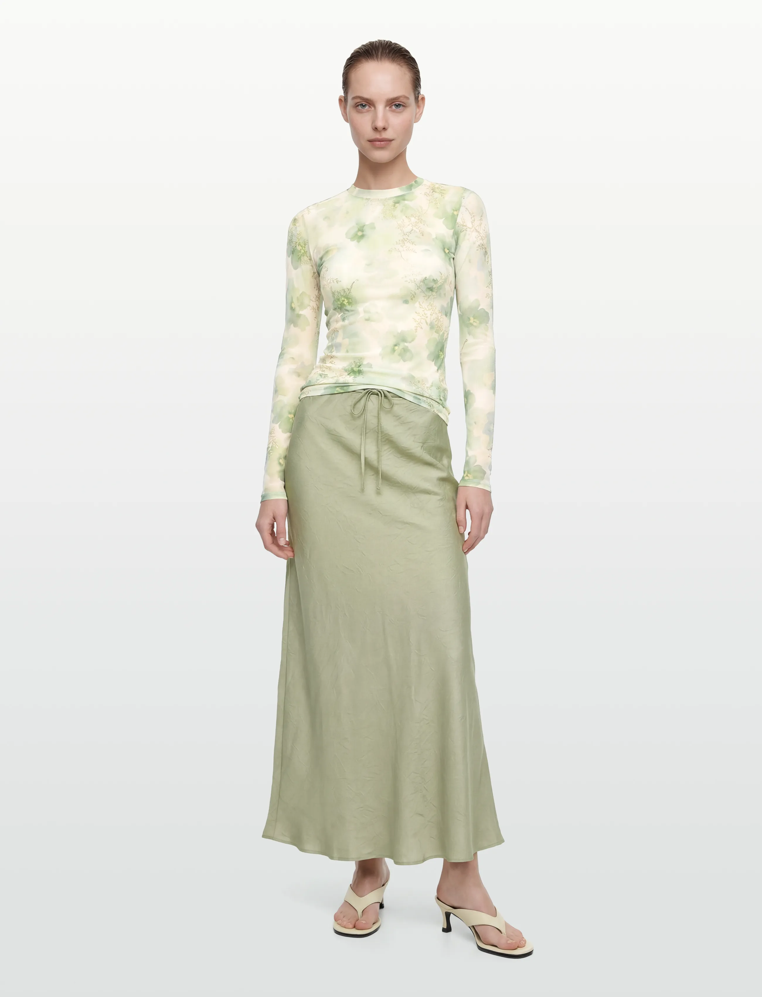 A-View - Emily skirt - satiinist seelikud - dusty green - 0
