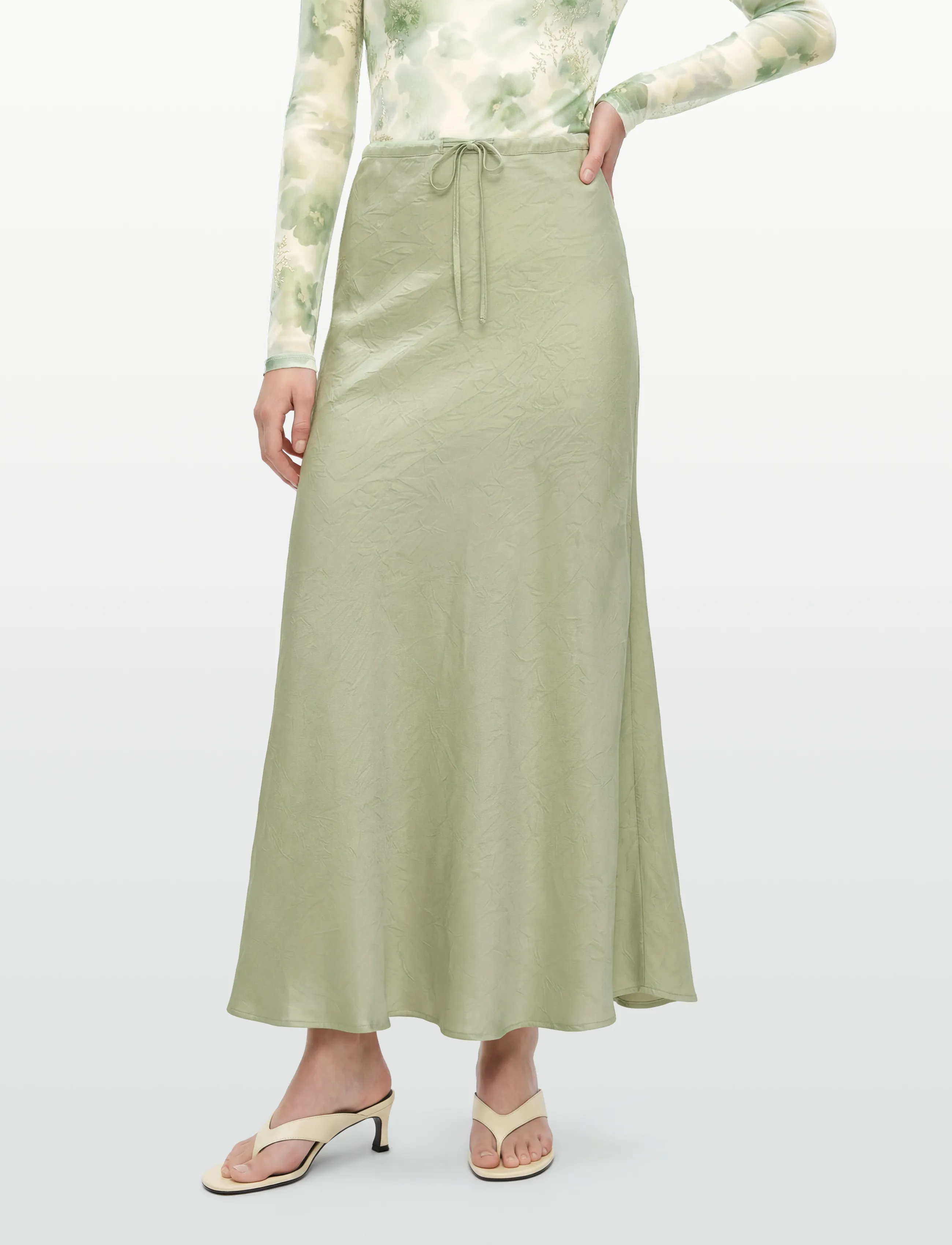 A-View - Emily skirt - satiinist seelikud - dusty green - 3