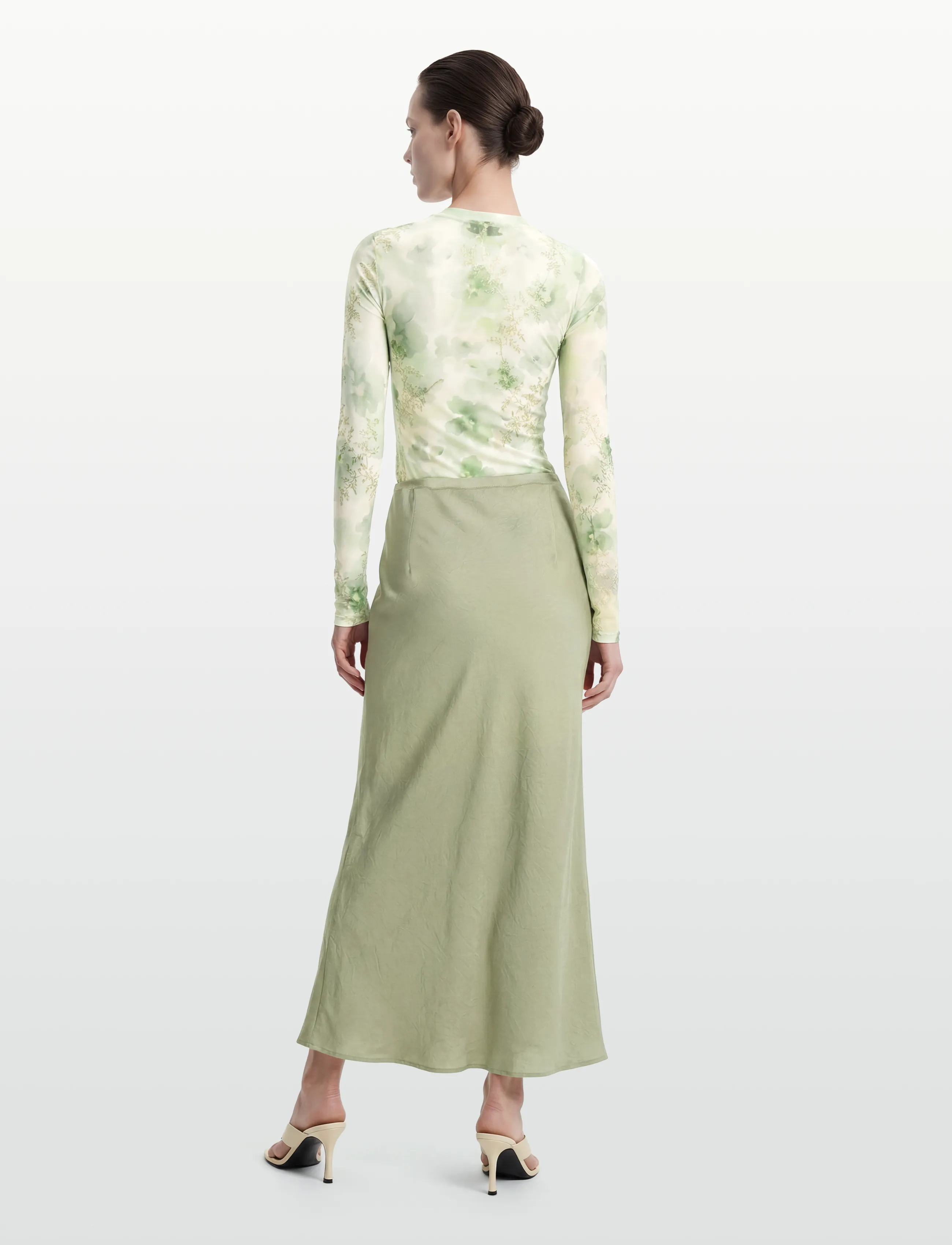 A-View - Emily skirt - satiinist seelikud - dusty green - 4