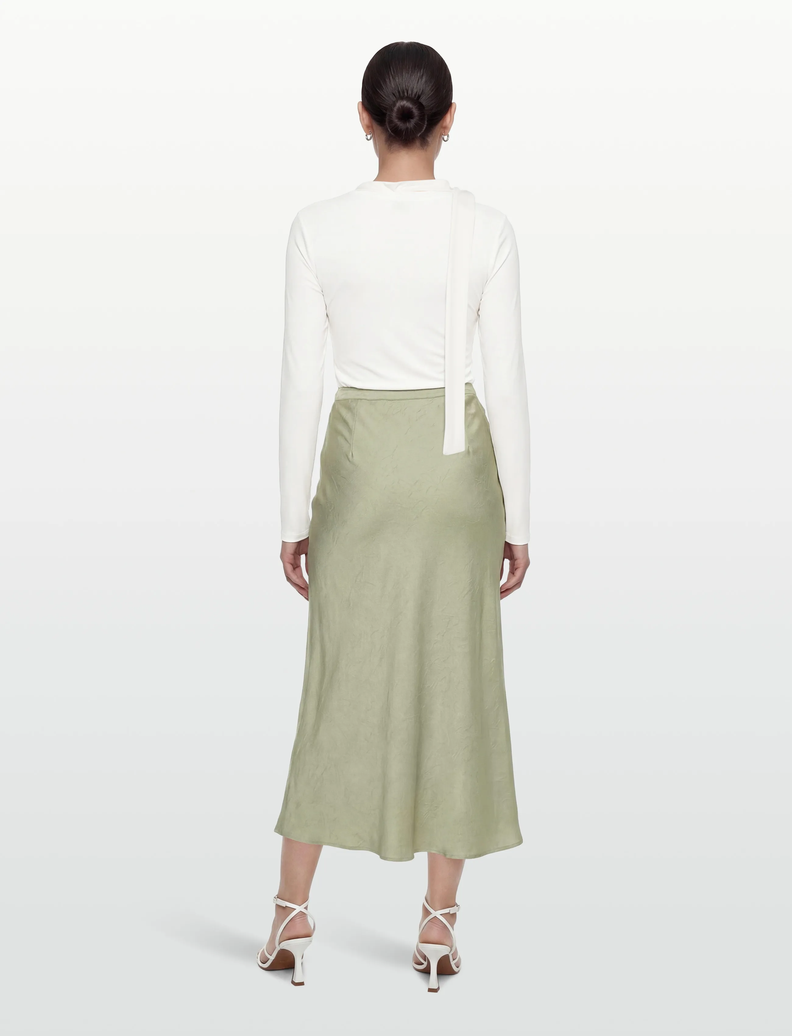 A-View - Emily skirt - satinnederdele - dusty green - 4
