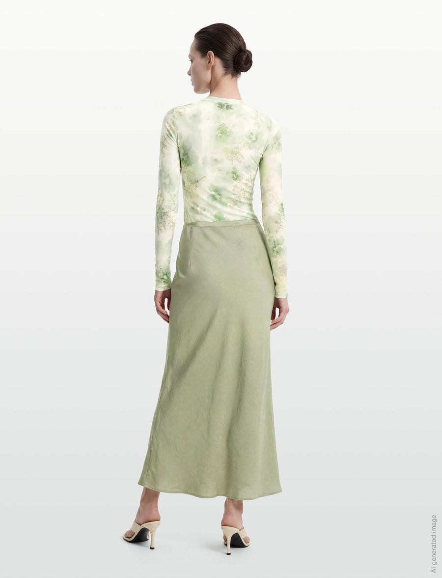 A-View - Emily skirt - satinröcke - dusty green - 4