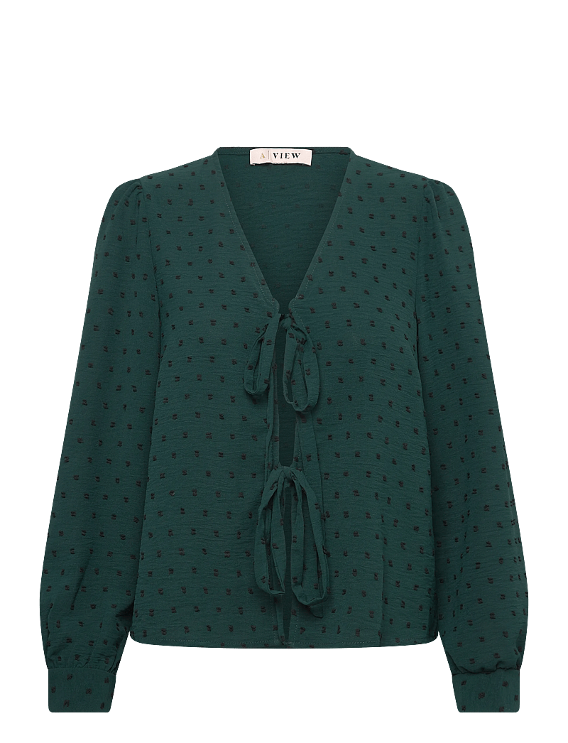 A-View - Sif long sleeve blouse - langärmlige blusen - 858 dark green - 0