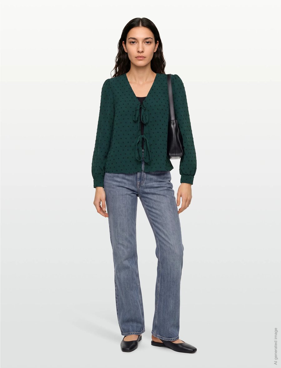 A-View - Sif long sleeve blouse - langärmelige blusen - 858 dark green - 0