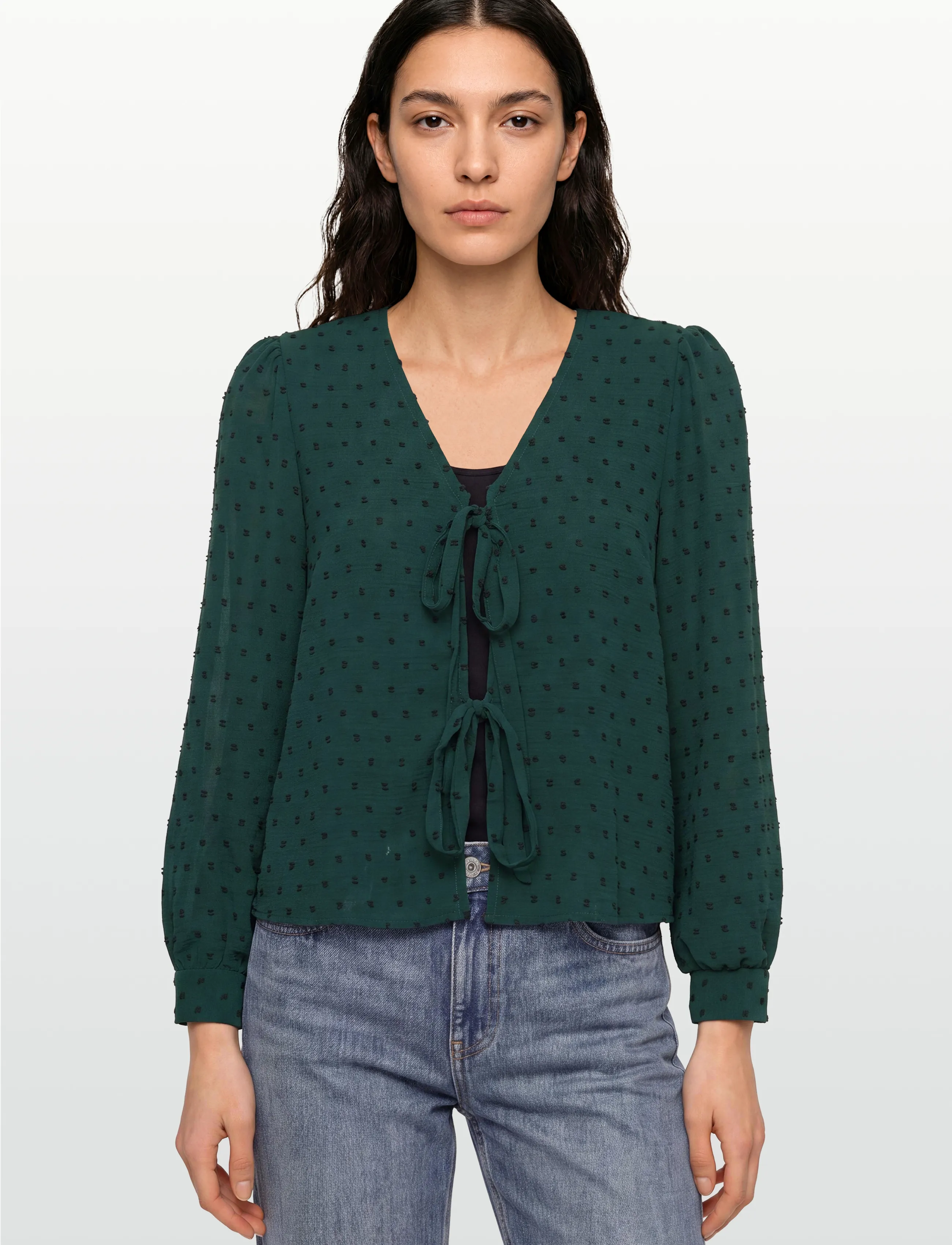 A-View - Sif long sleeve blouse - langærmede bluser - 858 dark green - 3