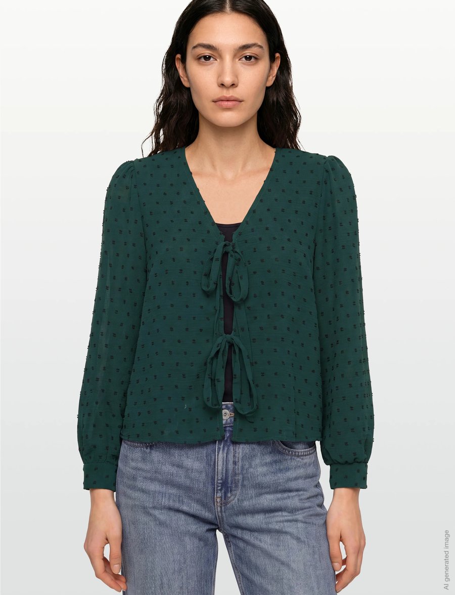 A-View - Sif long sleeve blouse - langärmelige blusen - 858 dark green - 3