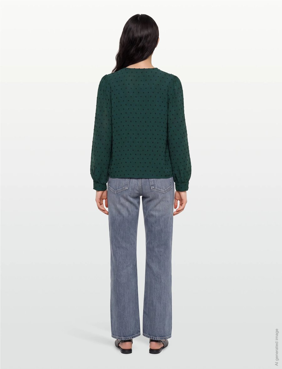 A-View - Sif long sleeve blouse - langärmelige blusen - 858 dark green - 4
