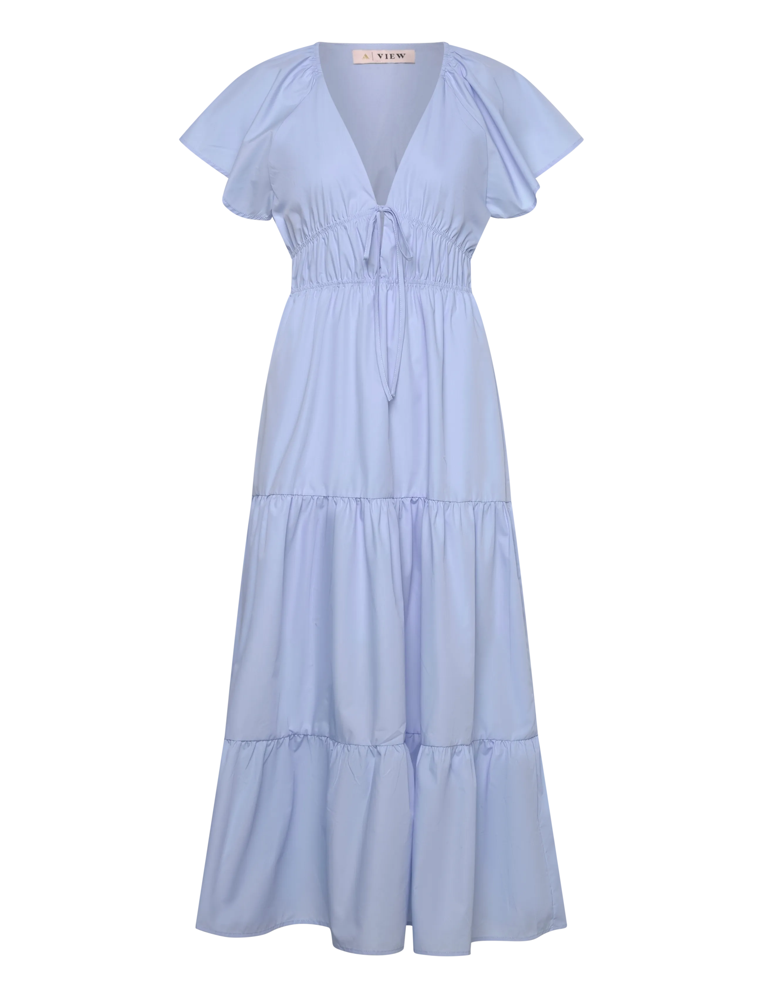 A-View Fransisko Maxi Dress, Kvinder, Lagdelt Maxikjole, Blå, Str: 34