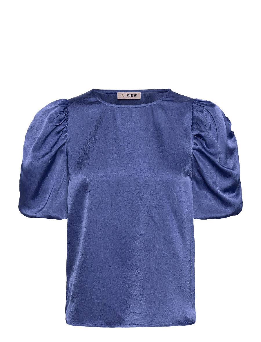 A-View - Sinda Blouse - short-sleeved blouses - medium blue - 0