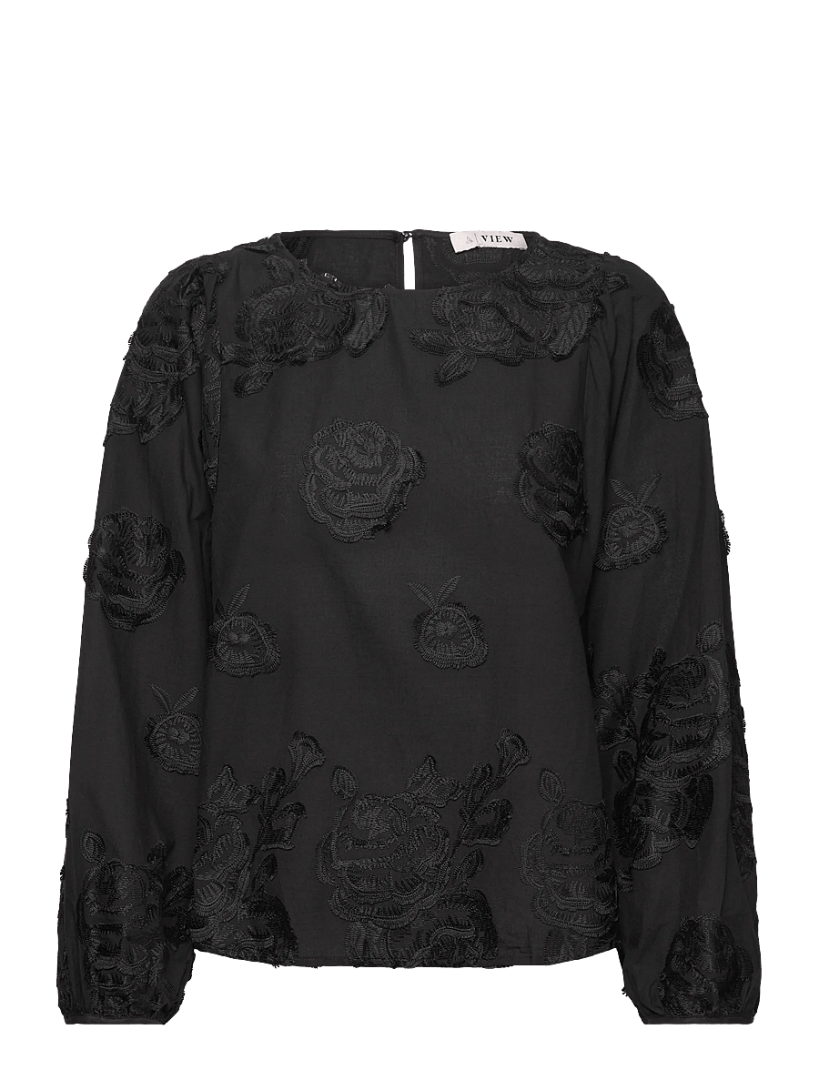 A-View - Rosamarie blouse - langärmelige blusen - 999 black - 1