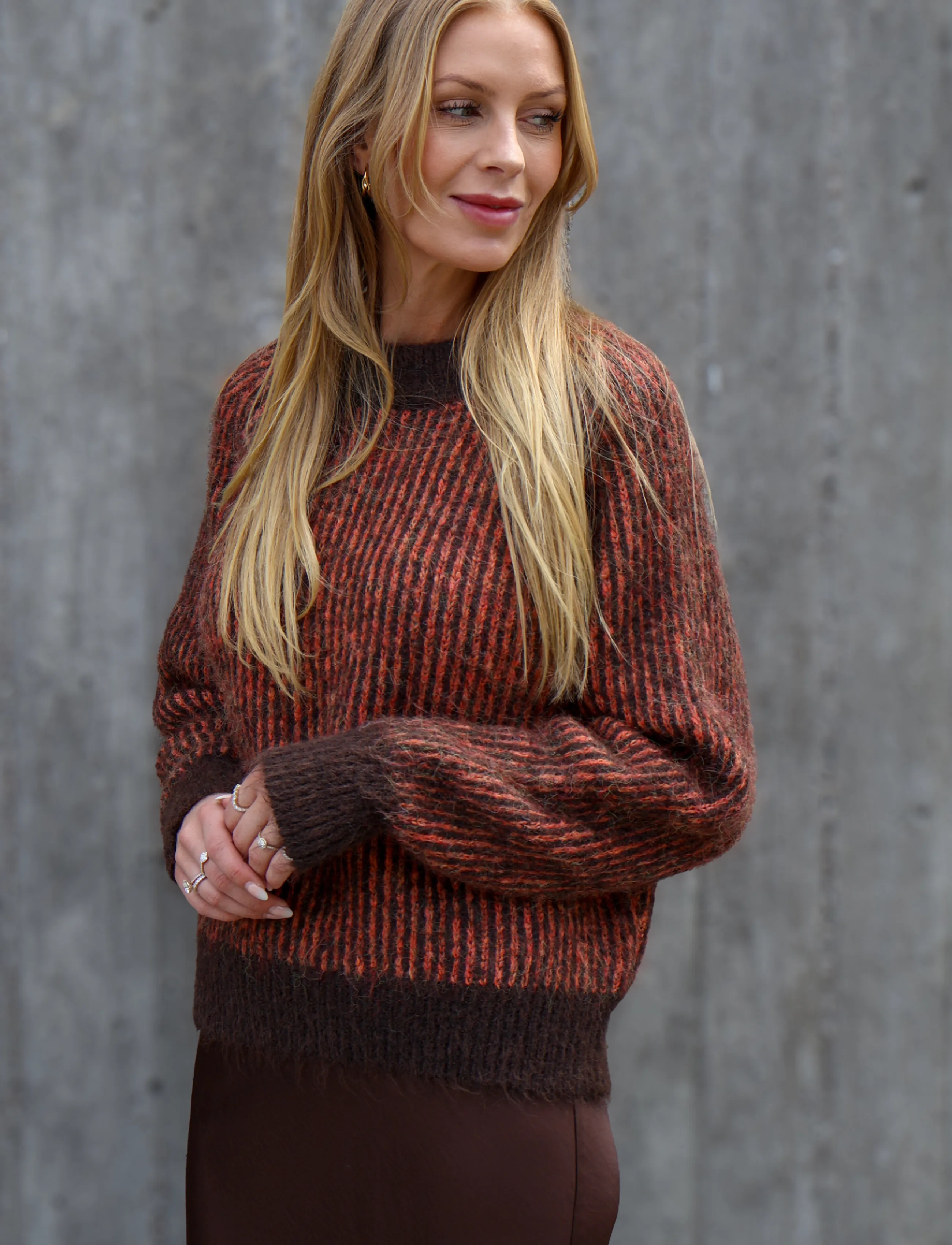 A-View Senna Knit Pullover, S, Brown, Strik > Trøjer, Dame