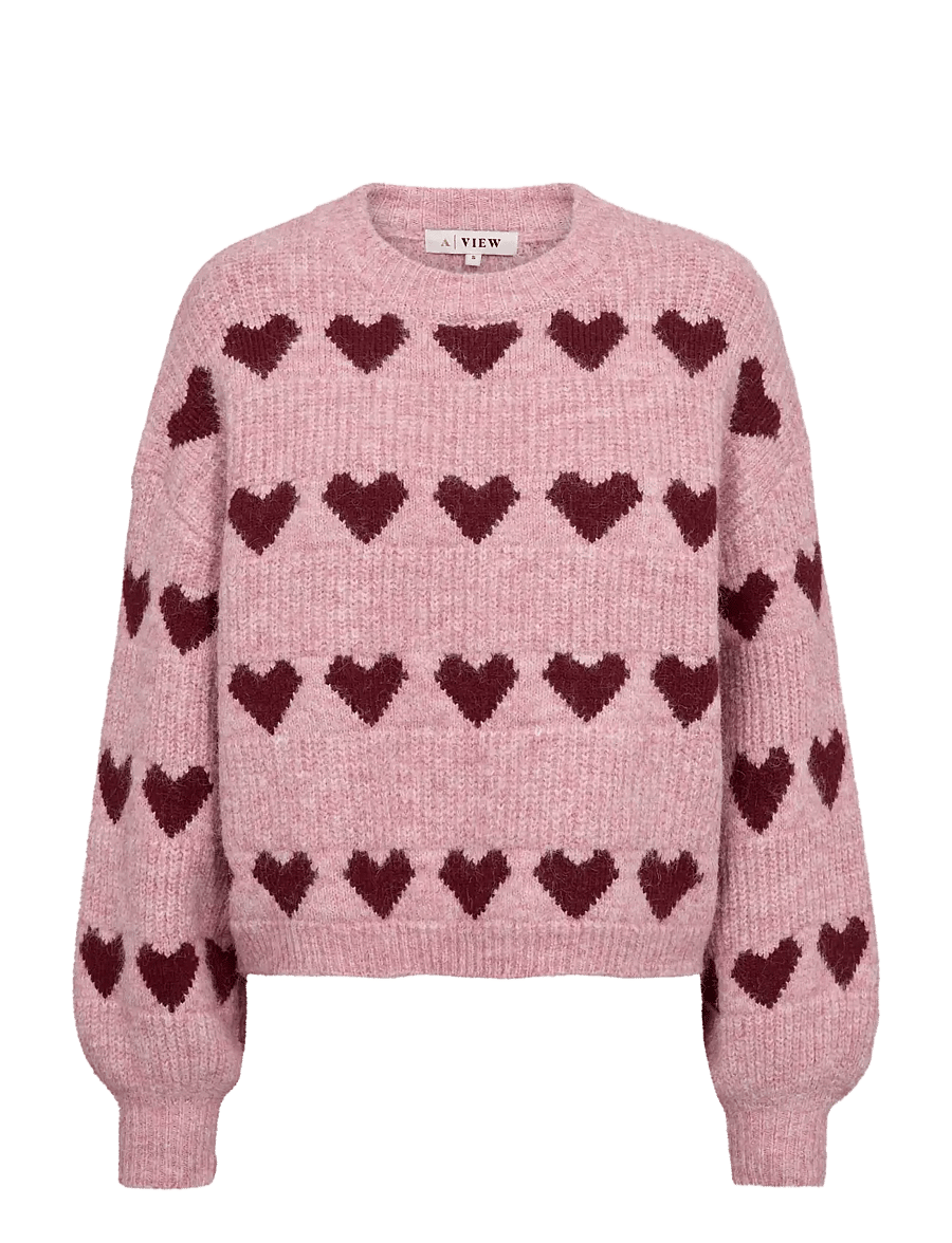 A-View - Heart knit pullover - striktrøjer - bordeaux/rose - 1