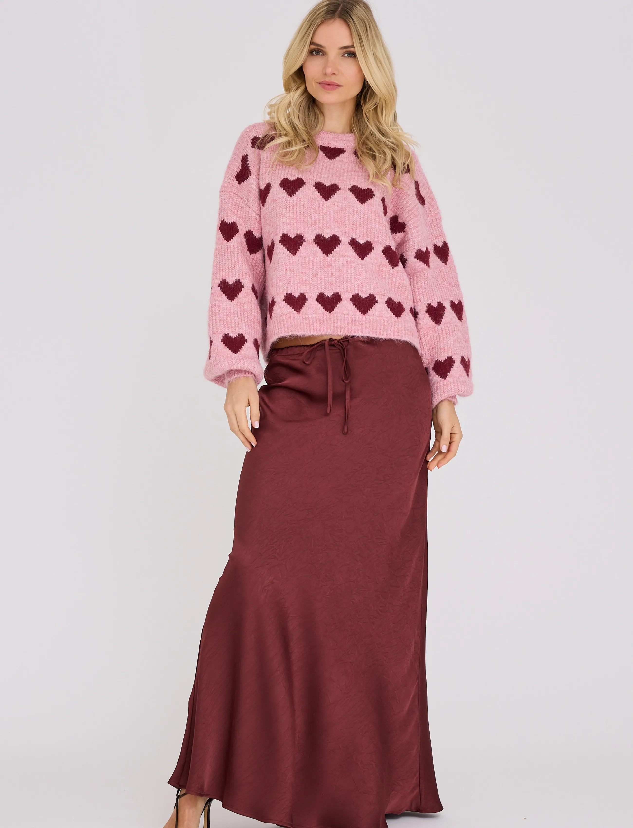 A-View - Heart knit pullover - striktrøjer - bordeaux/rose - 4