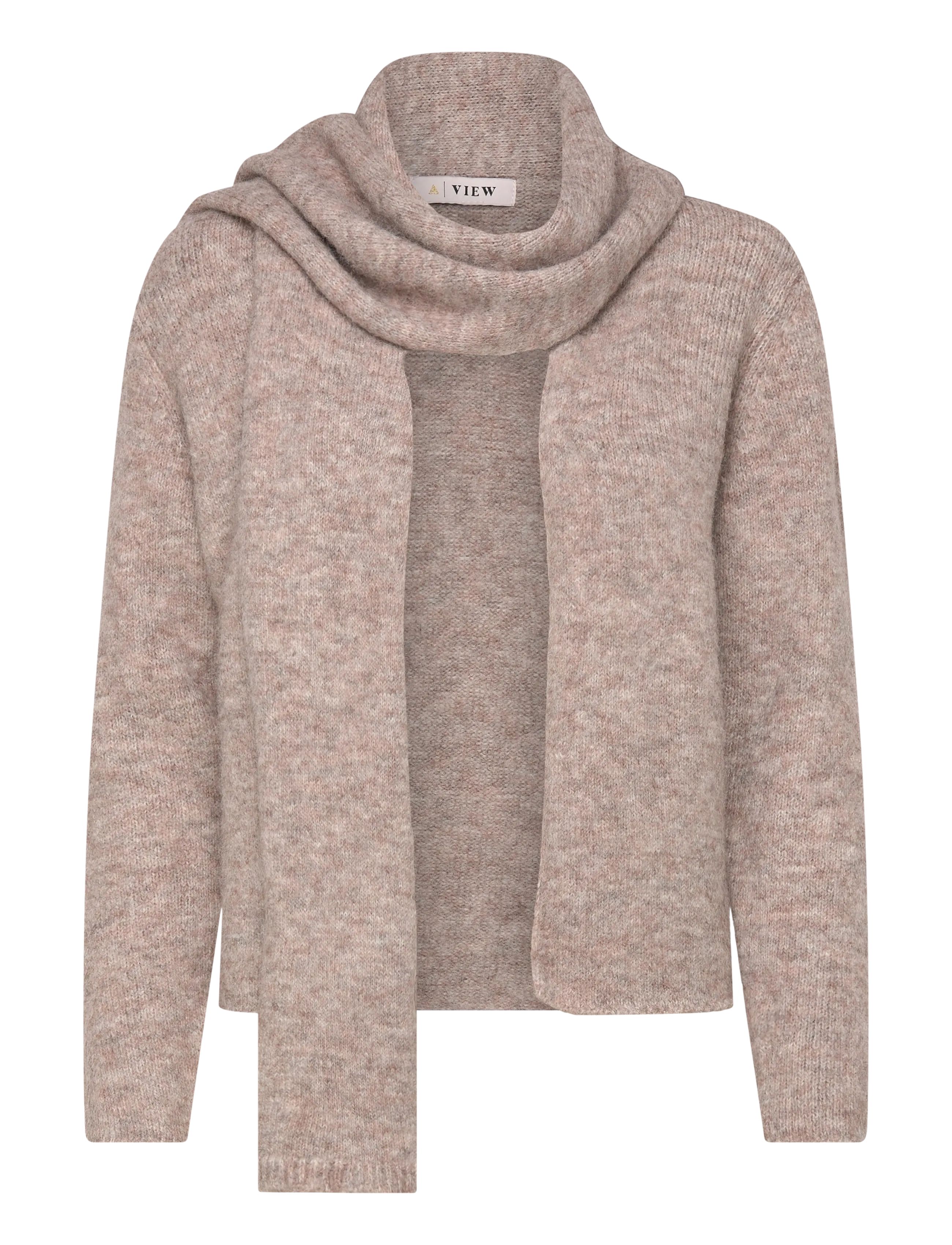 Harper knit scarf cardigan - 118 LIGHT BROWN