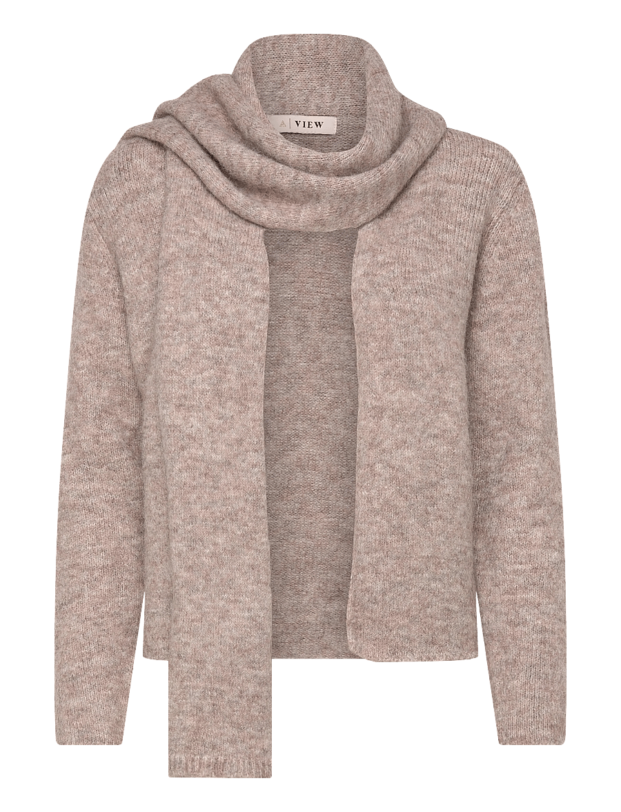 A-View - Harper knit scarf cardigan - strickjacken - 118 light brown - 1