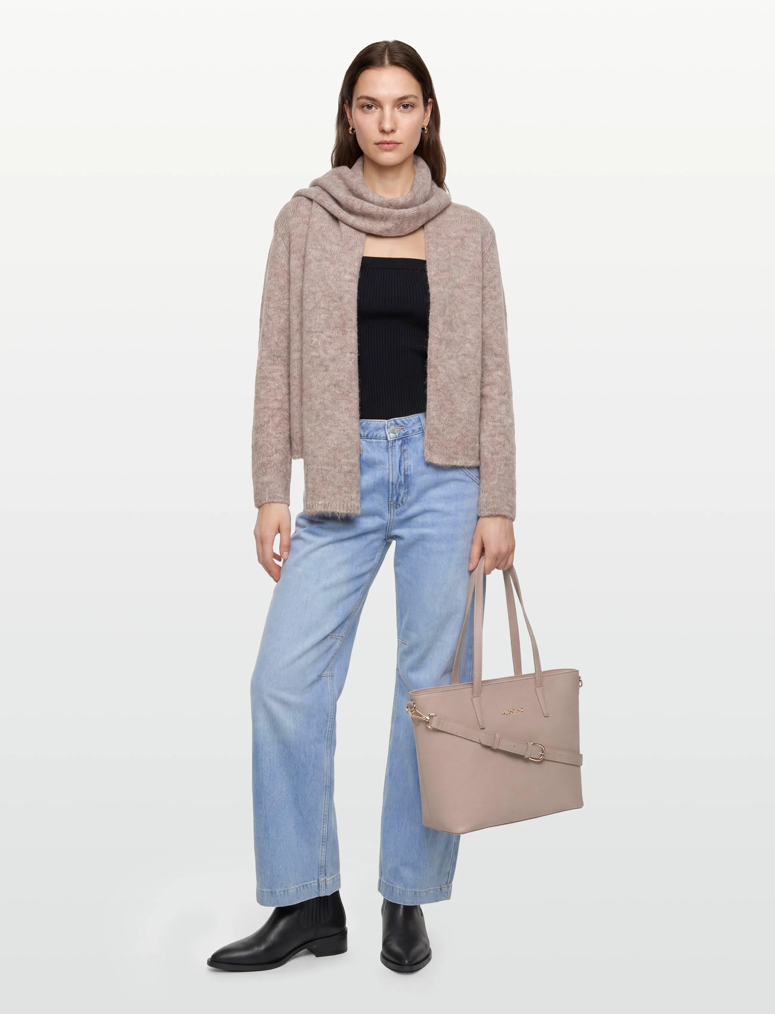 A-View Harper Knit Scarf Cardigan, L, Beige, Strik > Cardigans, Dame