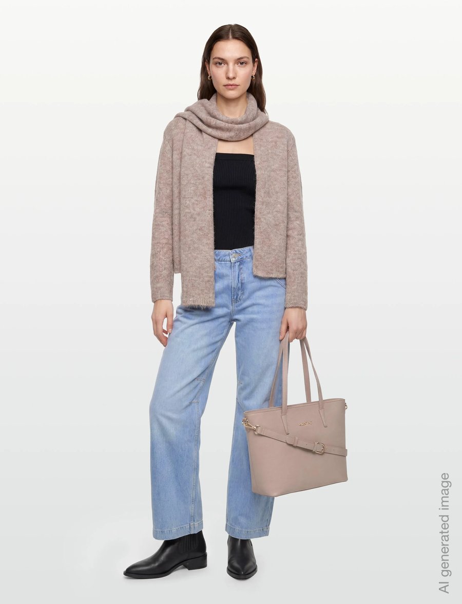 A-View - Harper knit scarf cardigan - strickjacken - 118 light brown - 0