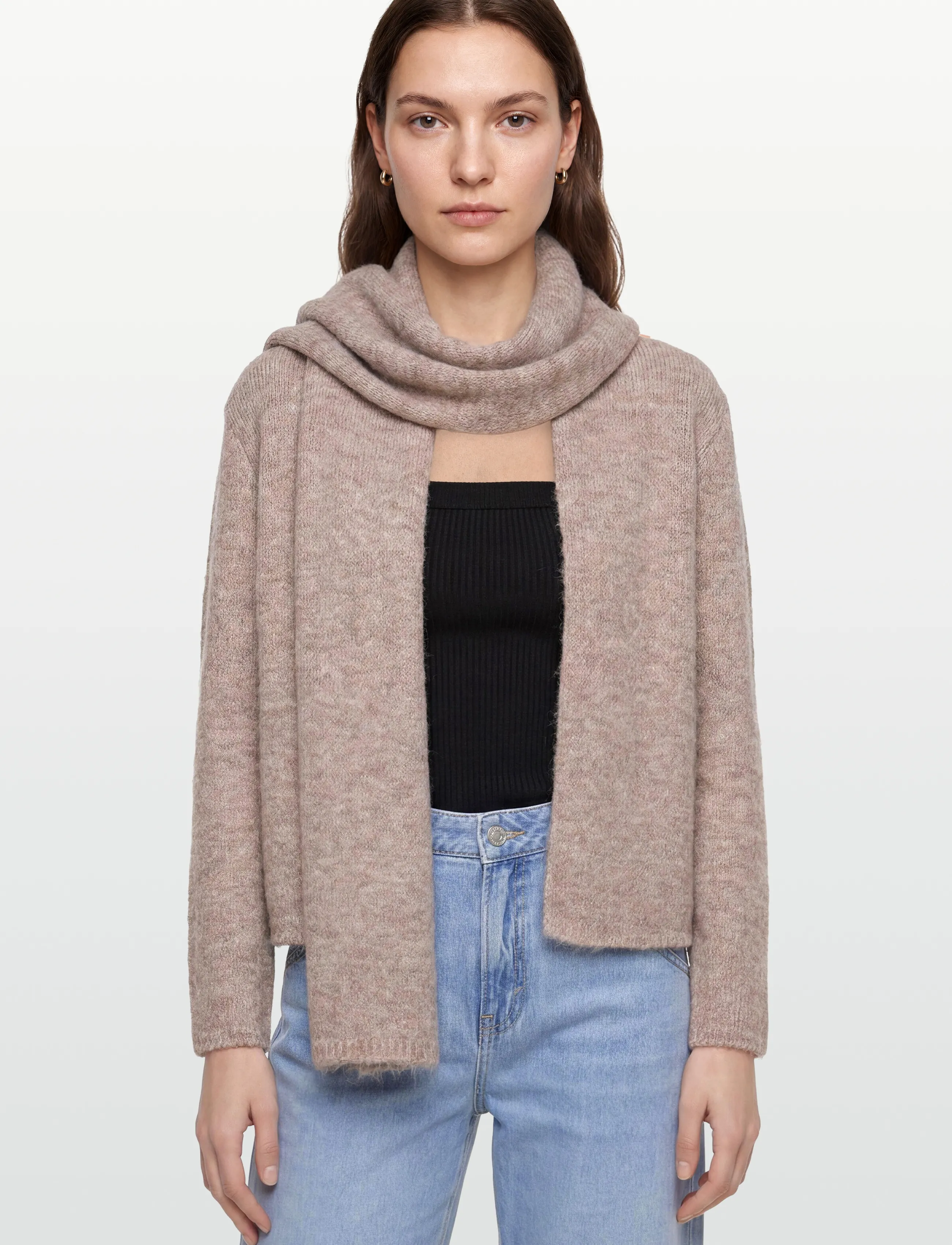A-View - Harper knit scarf cardigan - cardigans - 118 light brown - 3