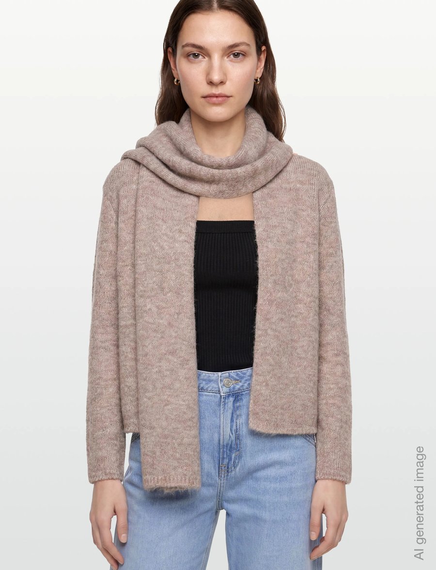 A-View - Harper knit scarf cardigan - strickjacken - 118 light brown - 3