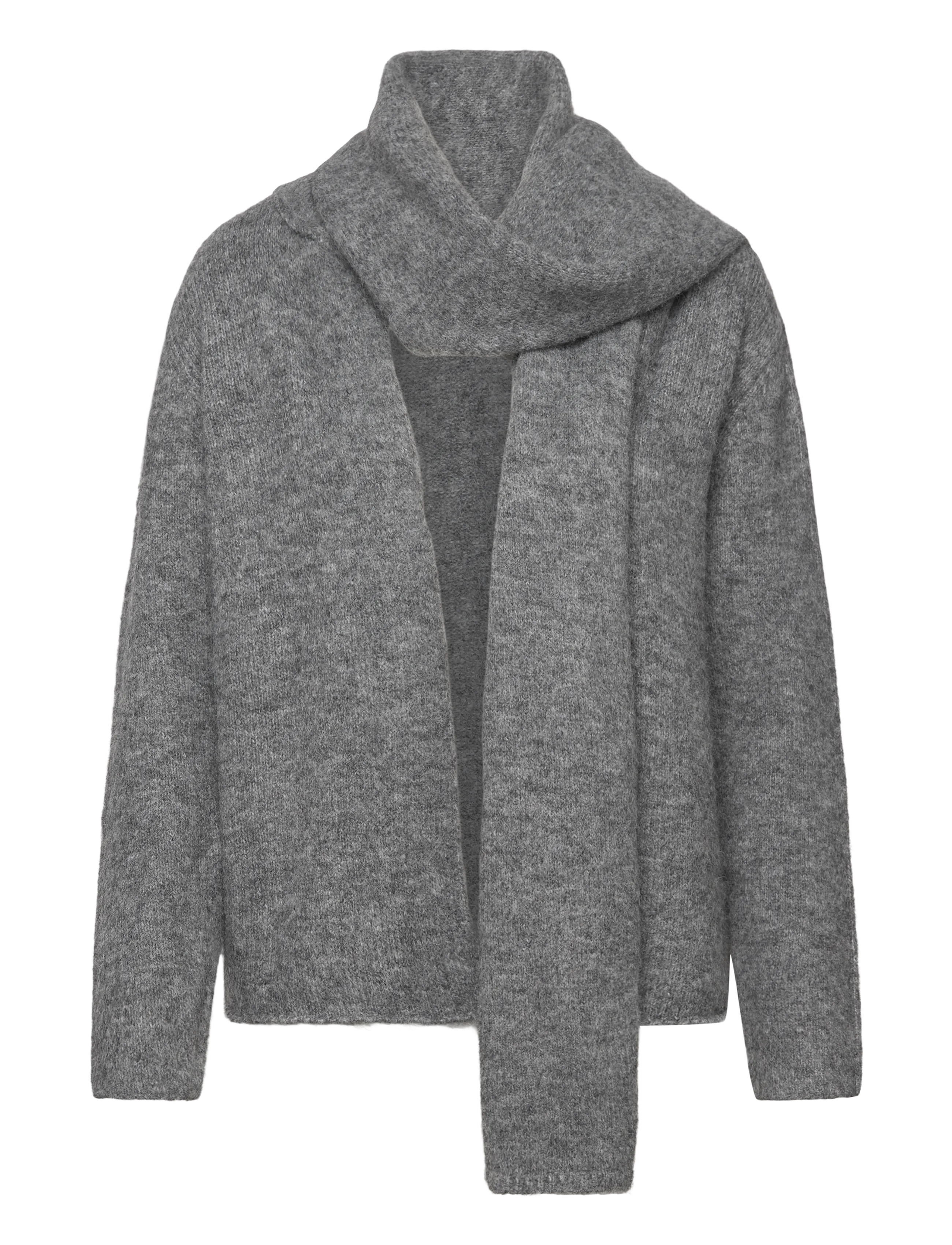 A-View Harper knit scarf cardigan - A-View - 990 MEDIUM GREY MELANGE / grey